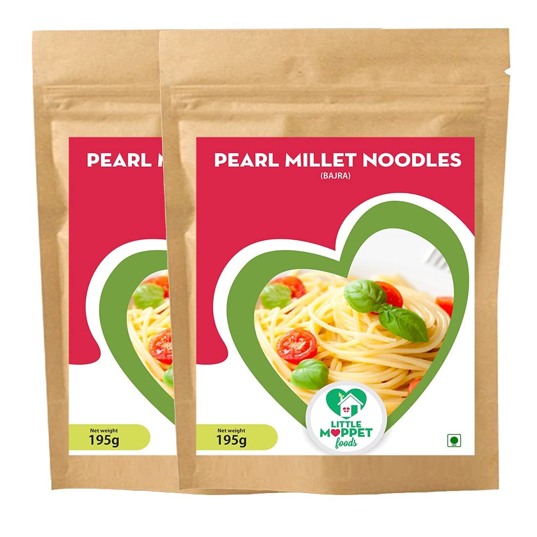 Little Moppet Foods Pearl Millet Noodles, Pack of 2-195g Each