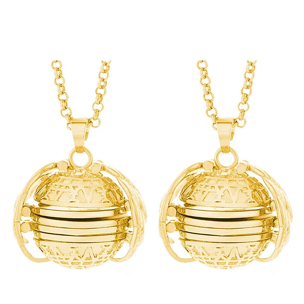 Cherislpy 2PCS Expanding Photo Pendant Necklace 4 Photos Locket Necklace Vintage Bronze Tone Angel Wing Pendant Jewelry for Women Girls (2pcs-Gold)