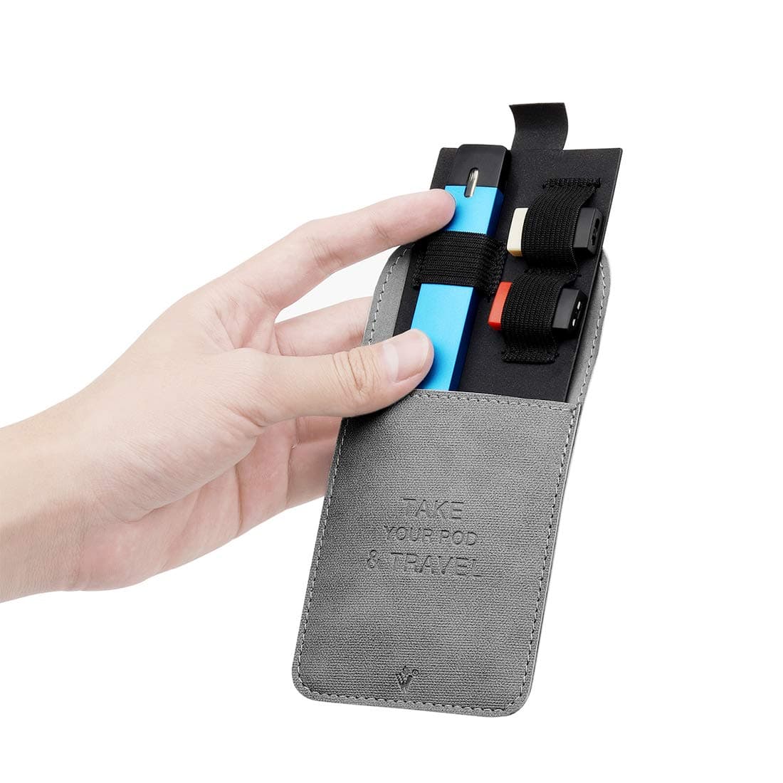 Portable Pouch Carrying Cover Storage Bag E-CIG Holster with 2 Pods and 1 USB Charger Holder, Vape Traveling Case, Travel Case for Small Electronic Cigarette(Gray)