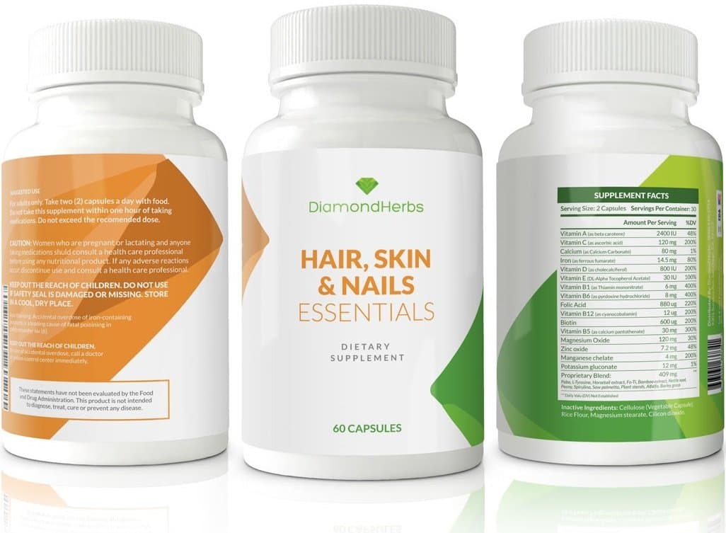 Hair Skin and Nails Vitamins + Biotin DiamondHerbs