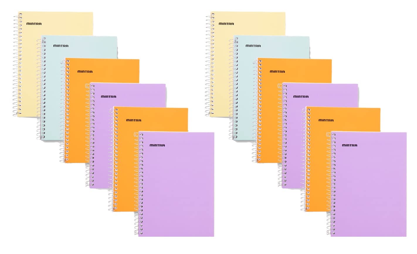 Mintra Office Small Spiral Notebooks (3x5 Side Spiral 12pk, Pastel)