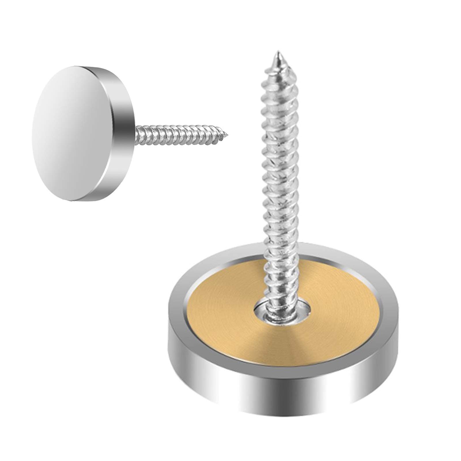 LuckIn 8-Pack Decorative Screw Cover 1" Dia, Stainless Steel Mirror Screw Cap Nails, Advertising Screw Fasteners, Chrome