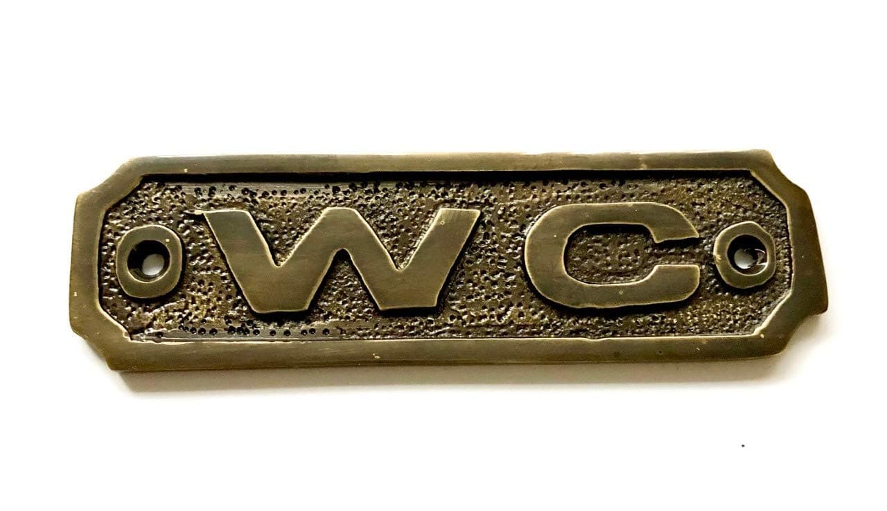 Chattels WC Door Sign Name Plate Solid Brass with a Antique Bronze Finish 10.5 x 3cm comes with Screws Ideal for Toilet Loo DSN-12-AB