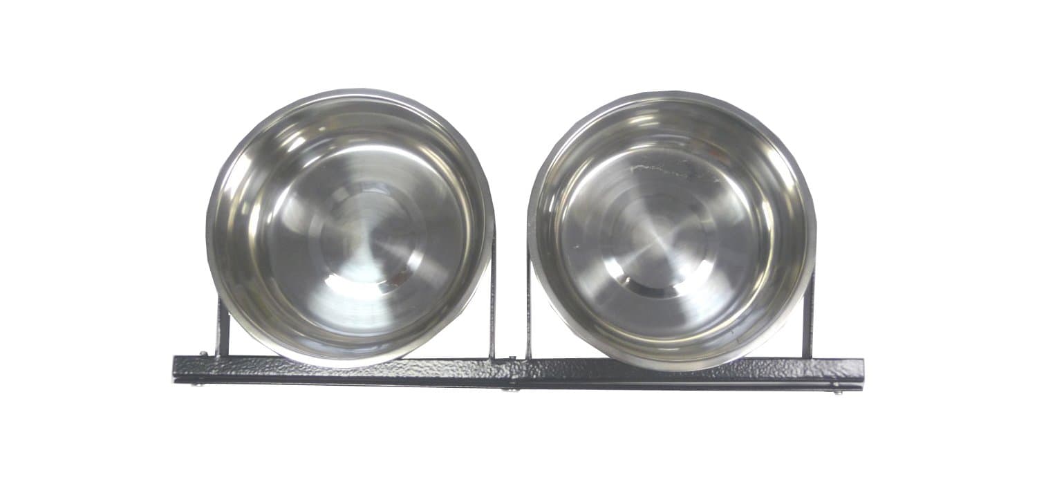 Lucky Dog™ Stainless Steel Double - Fixed Position Food & Water Pet Bowls (21in. x 8in. X 5in.)
