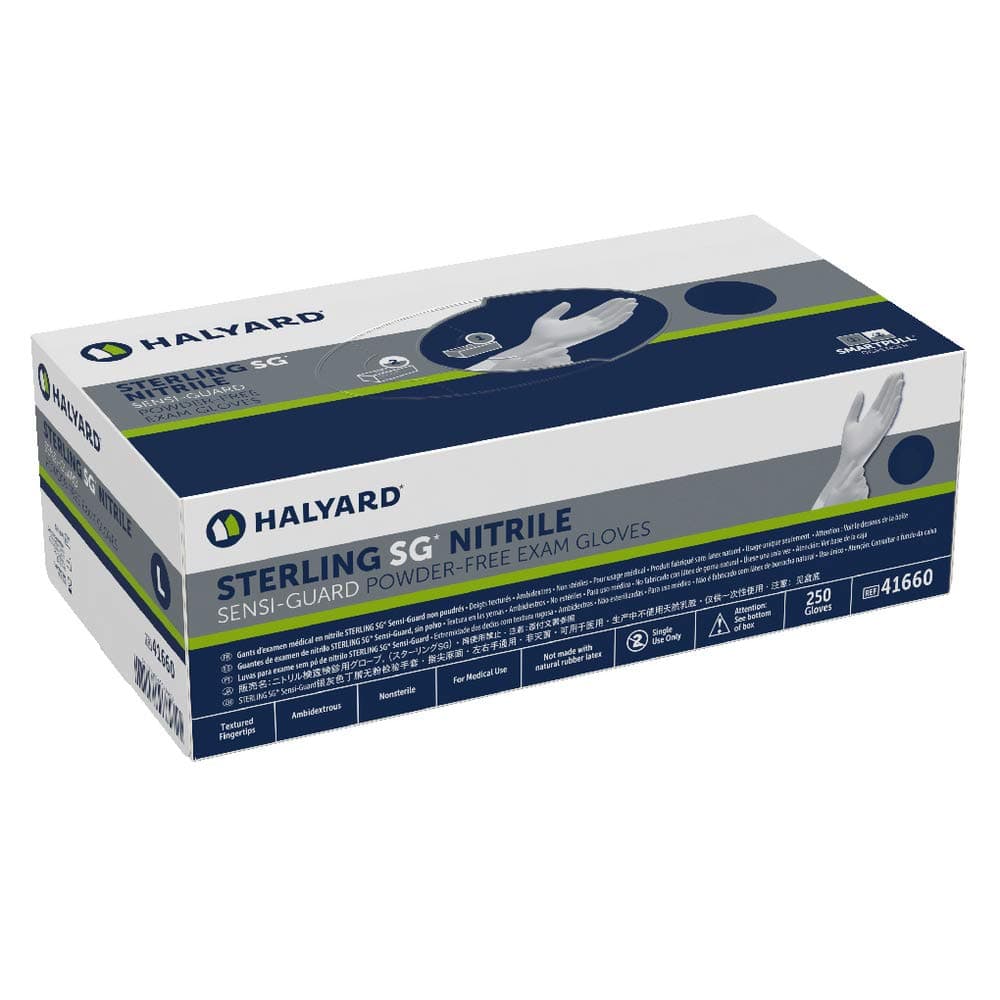 HALYARD Sterling SG Nitrile Powder-Free Exam Gloves, 3.7 mil, 9.5", Gray, X-Large, 41662 (Case of 2300)
