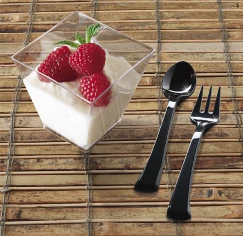 Petite Elegant Mini Tasting Appetizer Forks 50 Per Pack Black