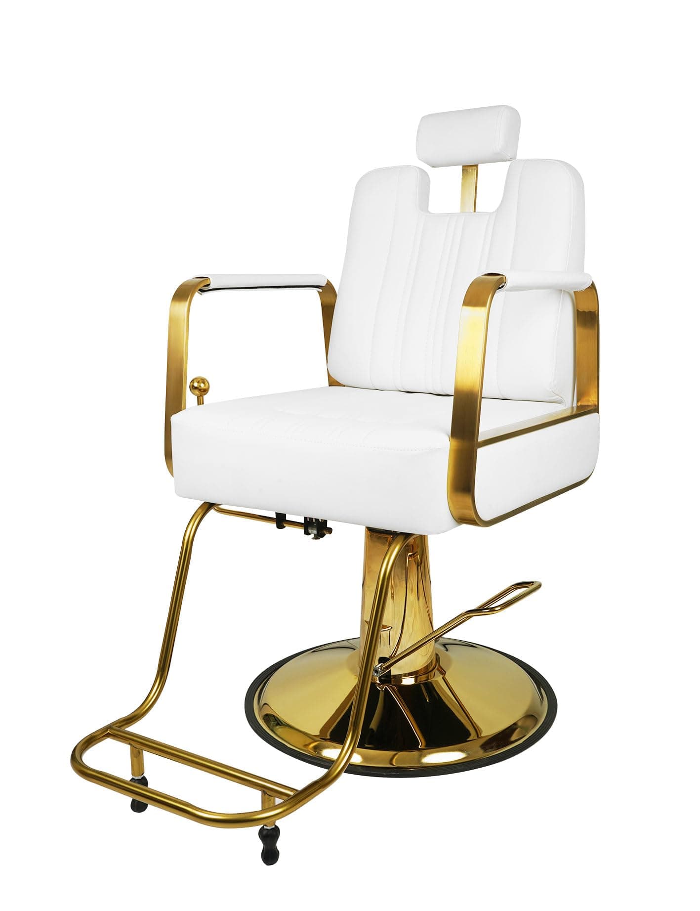 Ladies Barber Chair Salon Chair,Adjustable Height and Reclining,Heavy Duty Hydraulic Pump Swivel Chair for Spa,Salon,Barbershop (White golden)