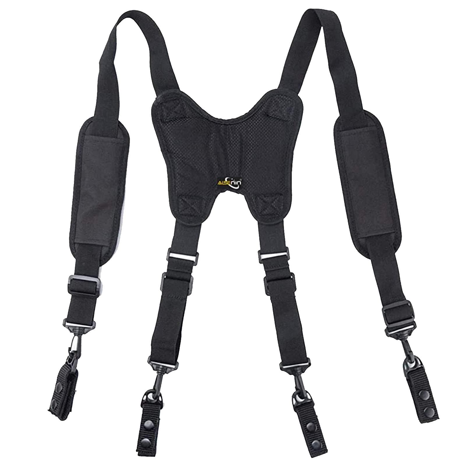 Nylon Police Duty Belt Suspenders - Duty Belt Harness Police Black Suspender Padded and Adjustable with 4 Suspenders Loop Attachment