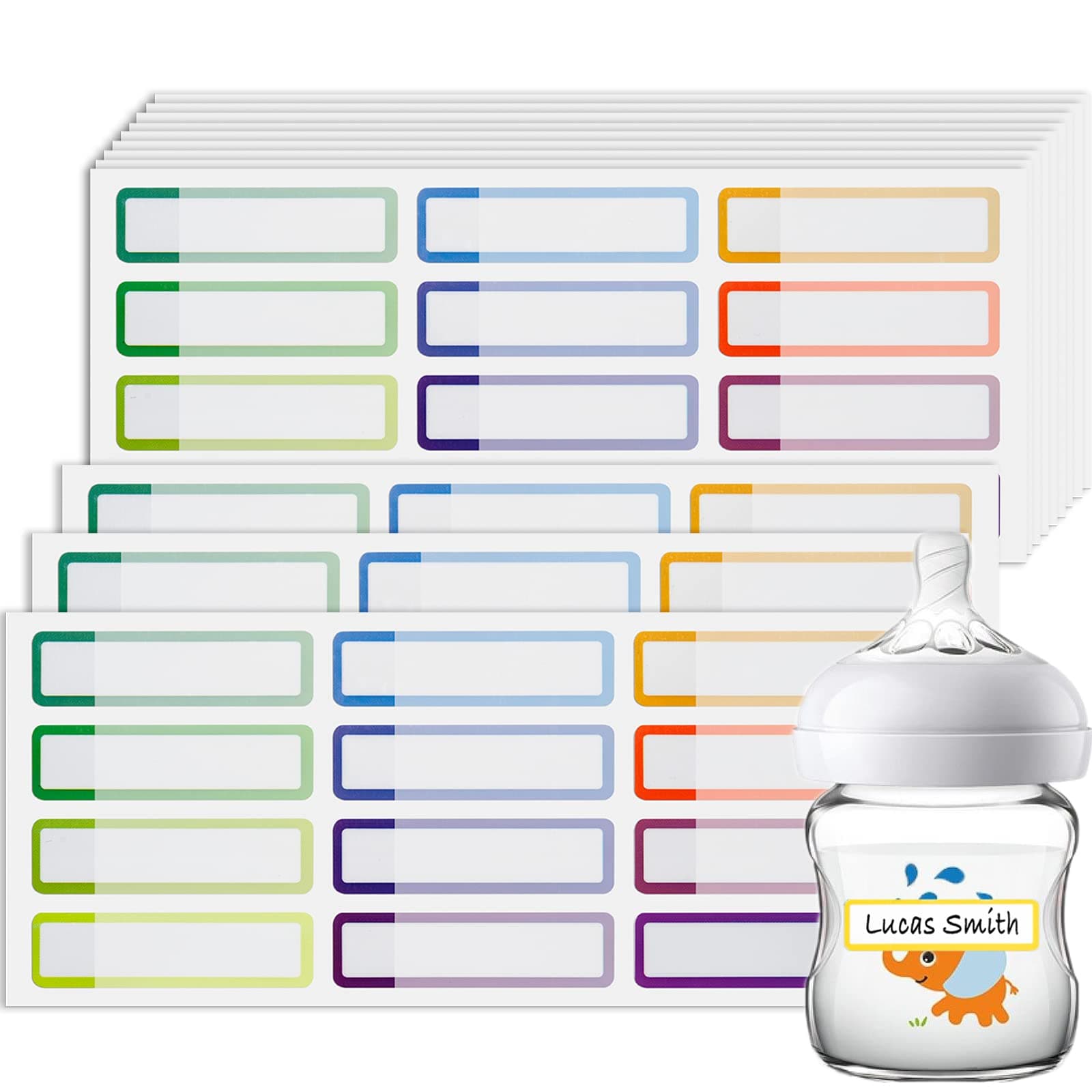 Name Labels for Kids Stuff Daycare, Waterproof Daycare Labels for Baby Bottles, 144 PCS Water Bottle Label, Name Tag Stickers for School Supplies, Day Care Essentials, Self-Laminating, Dishwasher Safe