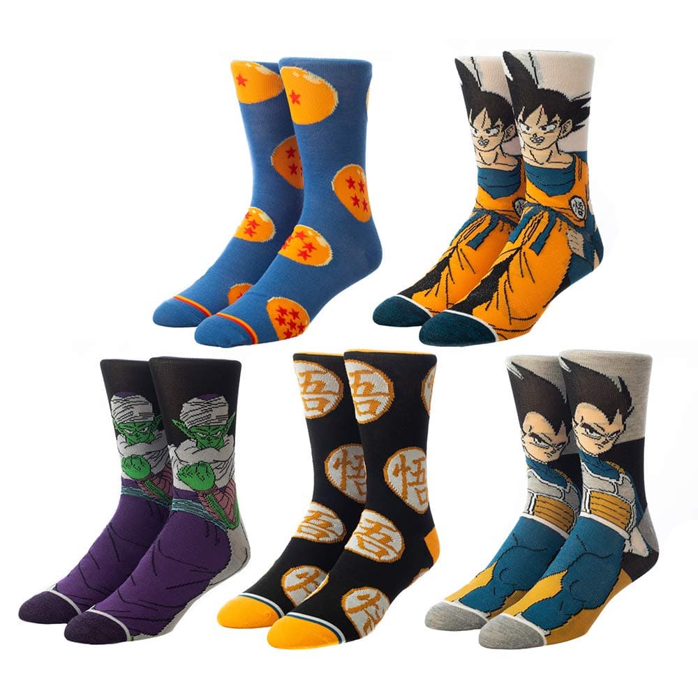 Dragonball Men's 5-Pack Crew Socks, multicolor