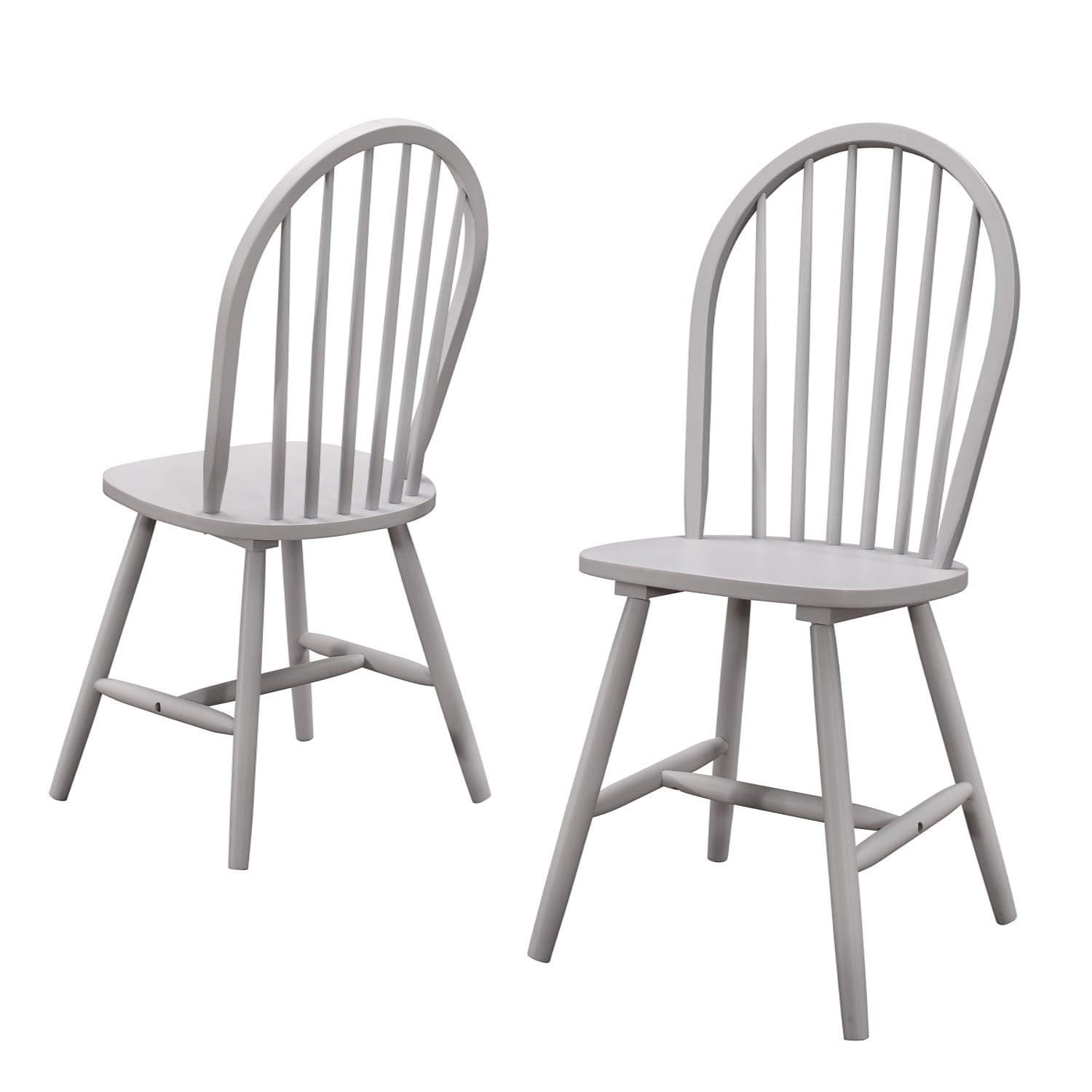Rhode Island Pair of Solid Wood Painted Grey Dining Chairs