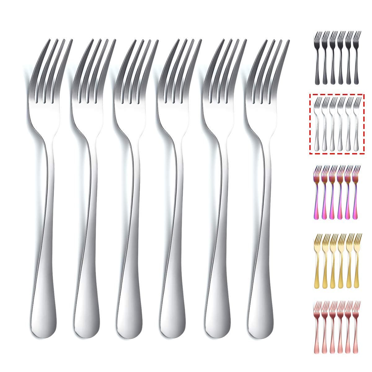 Kyraton Dinner Fork 6 Pieces, Stainless Steel 8.17 Inch Forks Silverware, Table Forks Set of 6