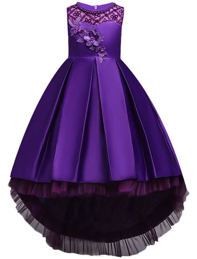 WEONEDREAMPrincess Girls Dress for Wedding Birthday Party with Train Size 3-14 Years