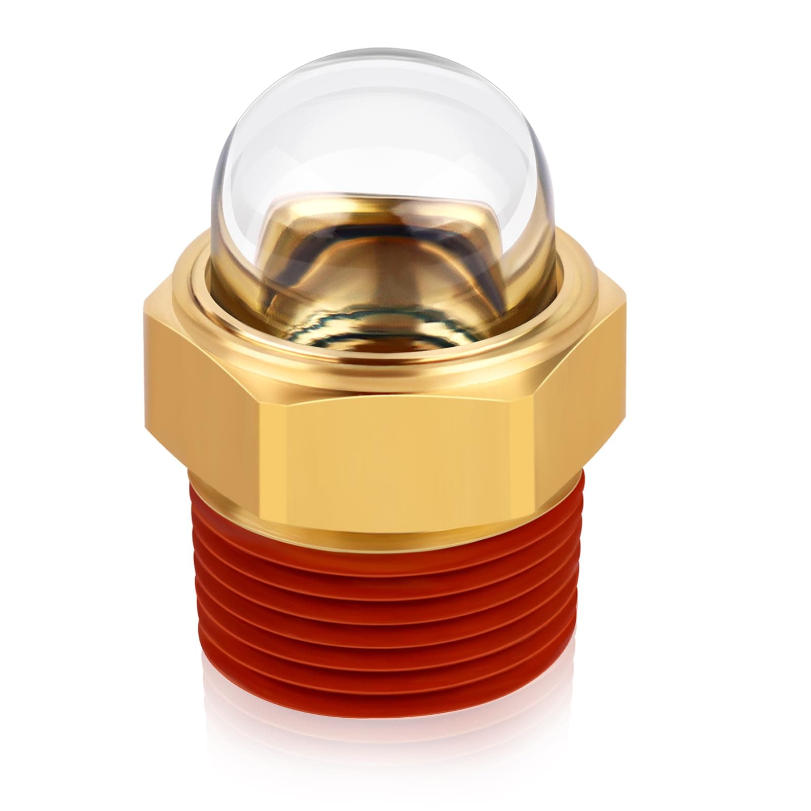 Boltigen Compressor Sight Glass, 1/2'' NPT Sturdy Brass Clear Dome Bulb Sight Gauge, Oil Level Site Glass, Tank Level Indicator Plug Window, Perfect Replacement for Air Compressor、Pump、Tank
