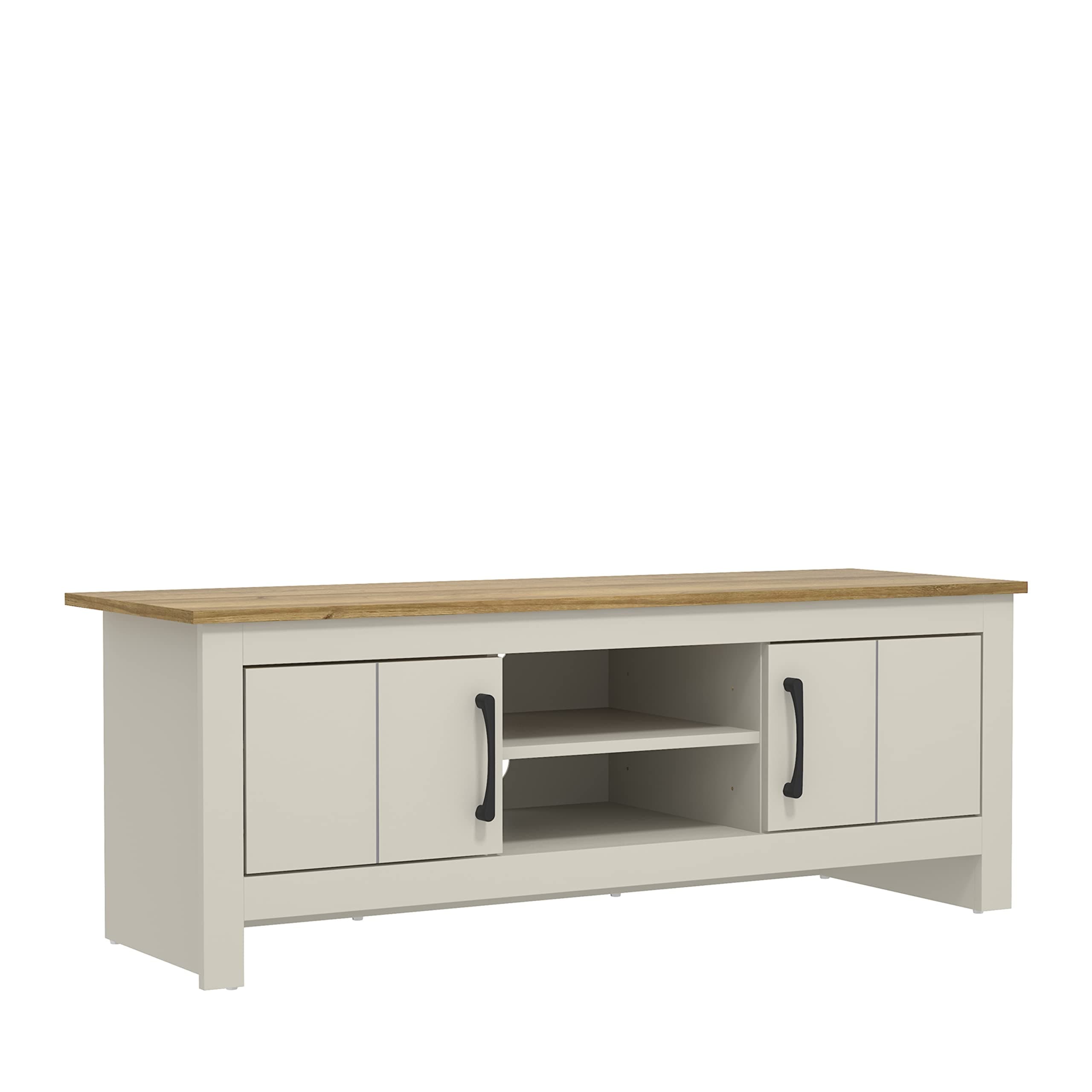 Galano Limestone TV Unit – TV Stand Cabinet for up to 50-inch TVs, 2-Door Storage Table for Living Room & Bedroom, 119cm Modern TV Stand – Light Grey