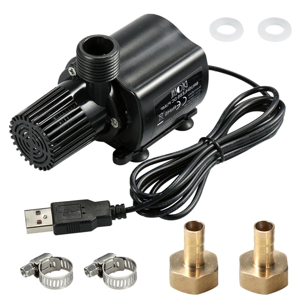 USB Aquarium Pump 500L/H 4W Submersible Mini Water Pump Small Fountain Pump Filter Pump Ultra Quiet Fountain Pump with 1.8 m Cable 2 Brass Nozzle for Aquarium Brushless Submersible Water Pump