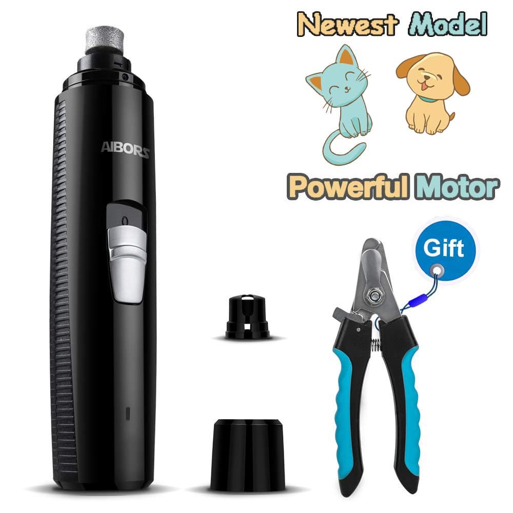 VOSEN Dog Nail Grinders, Nail Grinder Pet Low Noise Electric With 2 Speeds Fast Grinding for Small Medium Big Dogs Cats, Rechargeable USB, 2000mAh Built-in Battery support 15h Work, Nail Clipper Free