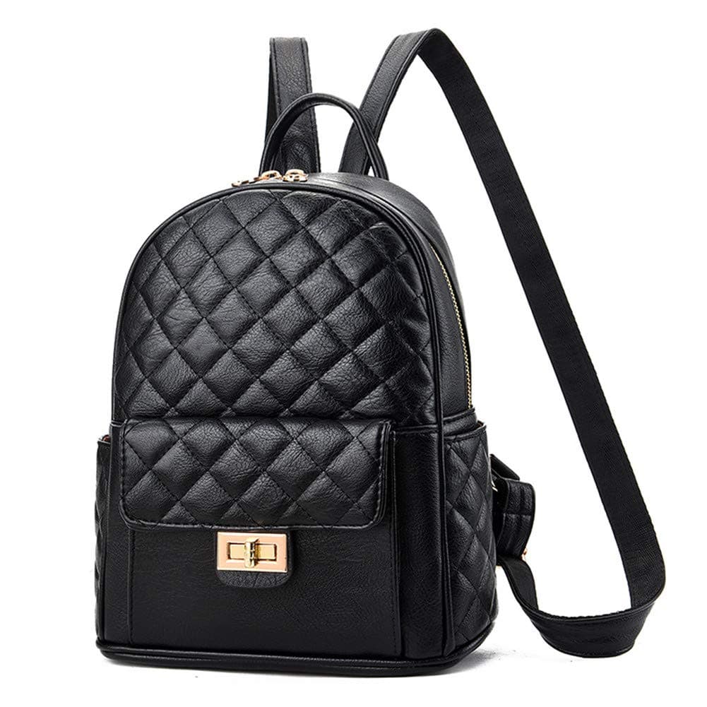 Nice Choice Cute Mini Leather Backpack Fashion Small Daypacks Purse for Teen Girls and Women, Black