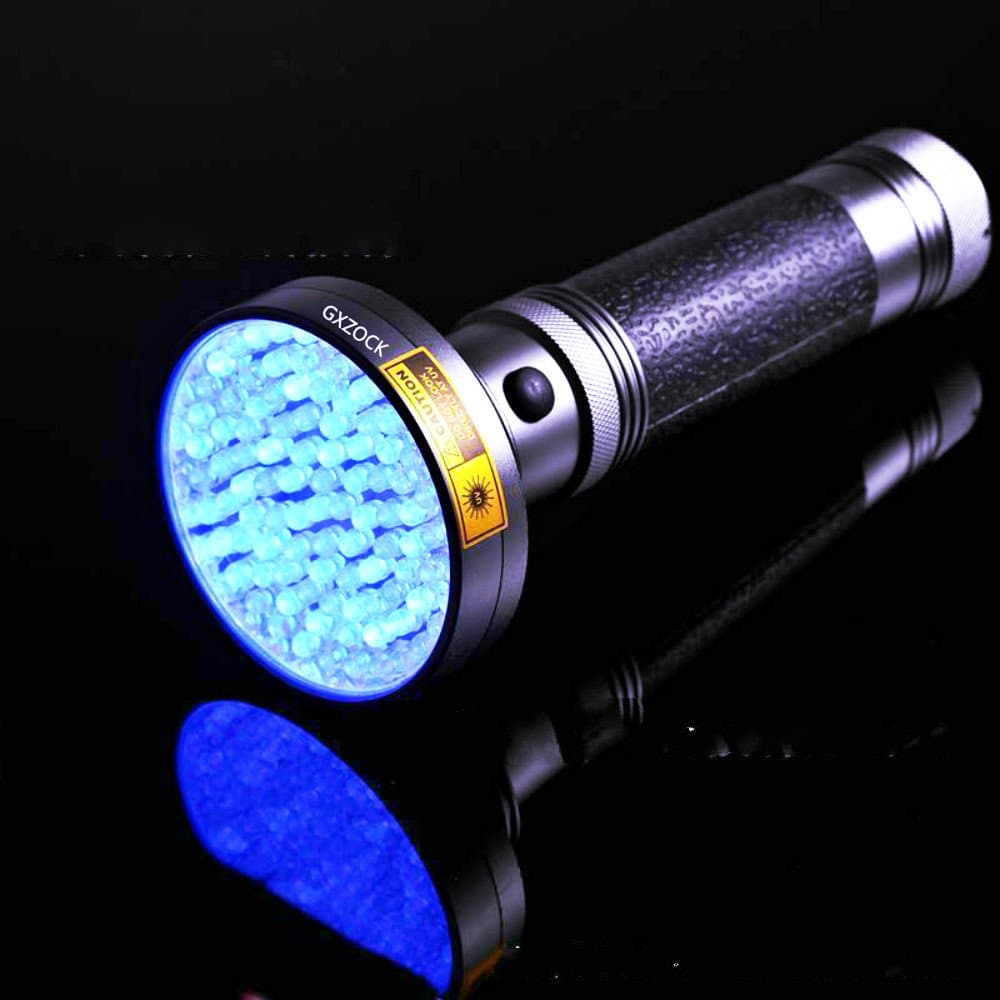 100 LED UV Blacklight Flashlight, with UV Sunglasses 395nm Ultraviolet LED, Pet Cat Urine and Stains Detector Black Light, Scorpions, Mold & Leak Detector for Commercial or Home, Battery Powered