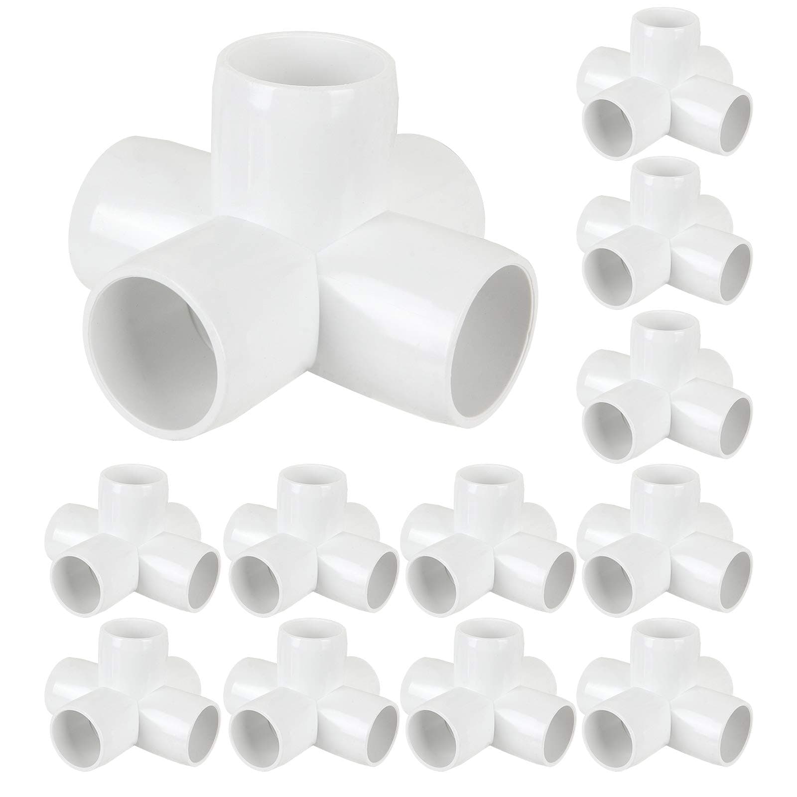 12 Pack 5 Way PVC Fitting 1 inch Furniture PVC Fittings 5-Way 1 inch Elbow Connector Schedule 40 for Building Furniture Greenhouse Shed Pipe Fittings Tent Connection