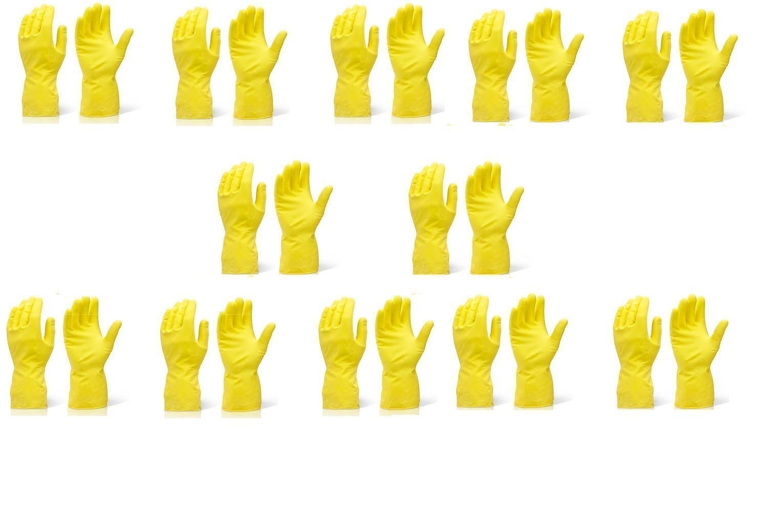 SAFEYURA Silicon Rubber Cleaning Gloves Bathroom Washing, Scrub Gloves for Dish-washing kitchen Utensils (Large, Yellow) -12 Pairs