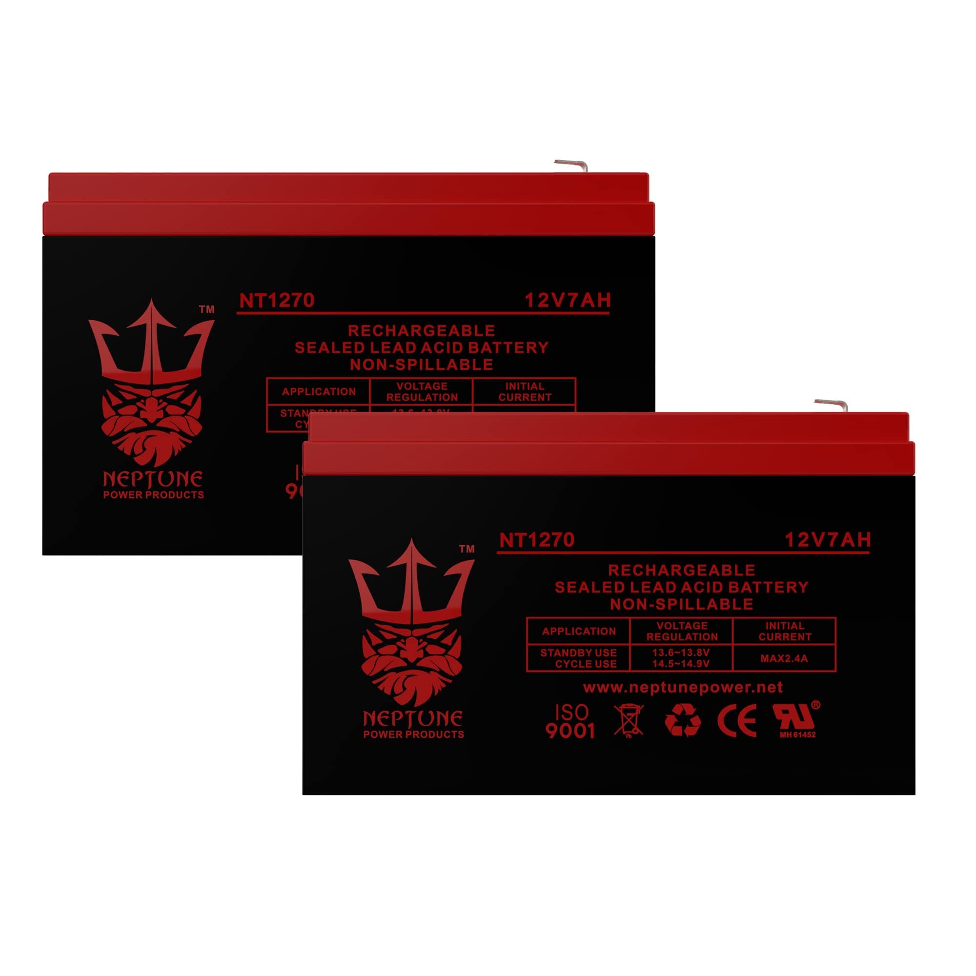 12 Volt 7 Amp Hour Sealed Lead Acid Battery (12v7ah , 12v 7ah , 12 V 7 Ah) Replacement (2 Pack)