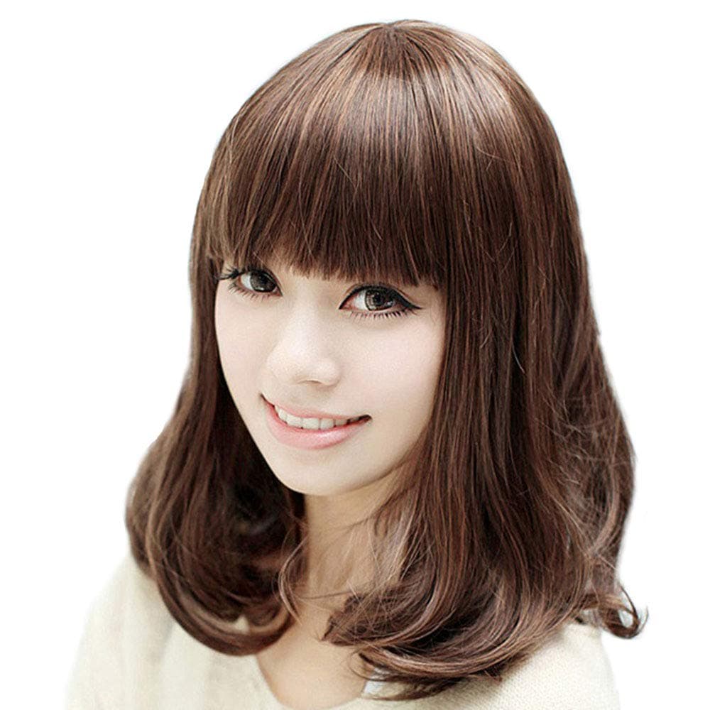 DAYISS Women's 3/4 Half Wig Curly Wavy Short Hair Wigs 3 Colors (dark brown)