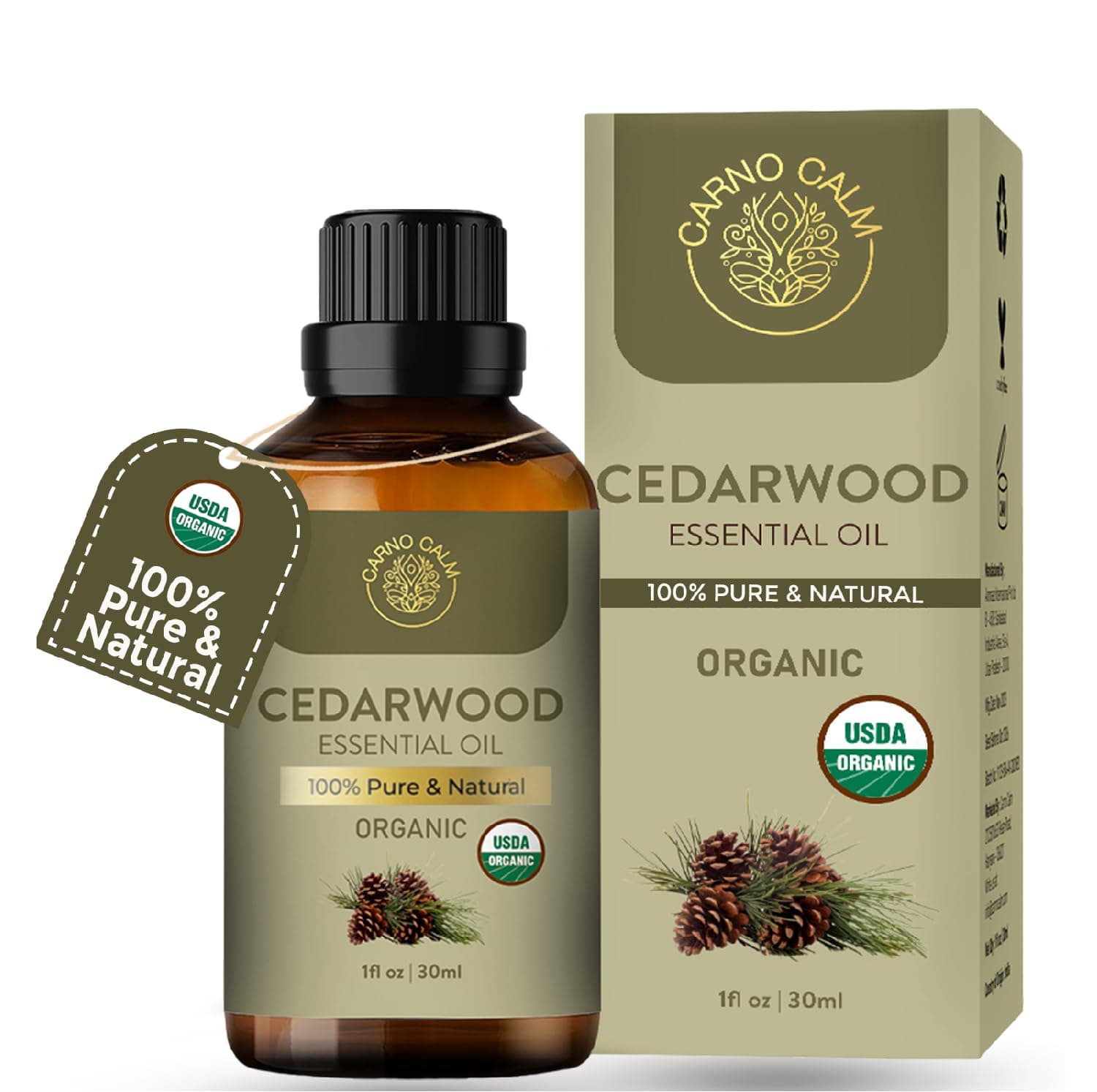 Cedarwood Essential Oil | 100% Pure & Natural | For Hair Skin Focus Wood | Woody and Earthy Aroma for Clarity | Diffuser Fragrance Oil Soaps Candles | 30ml