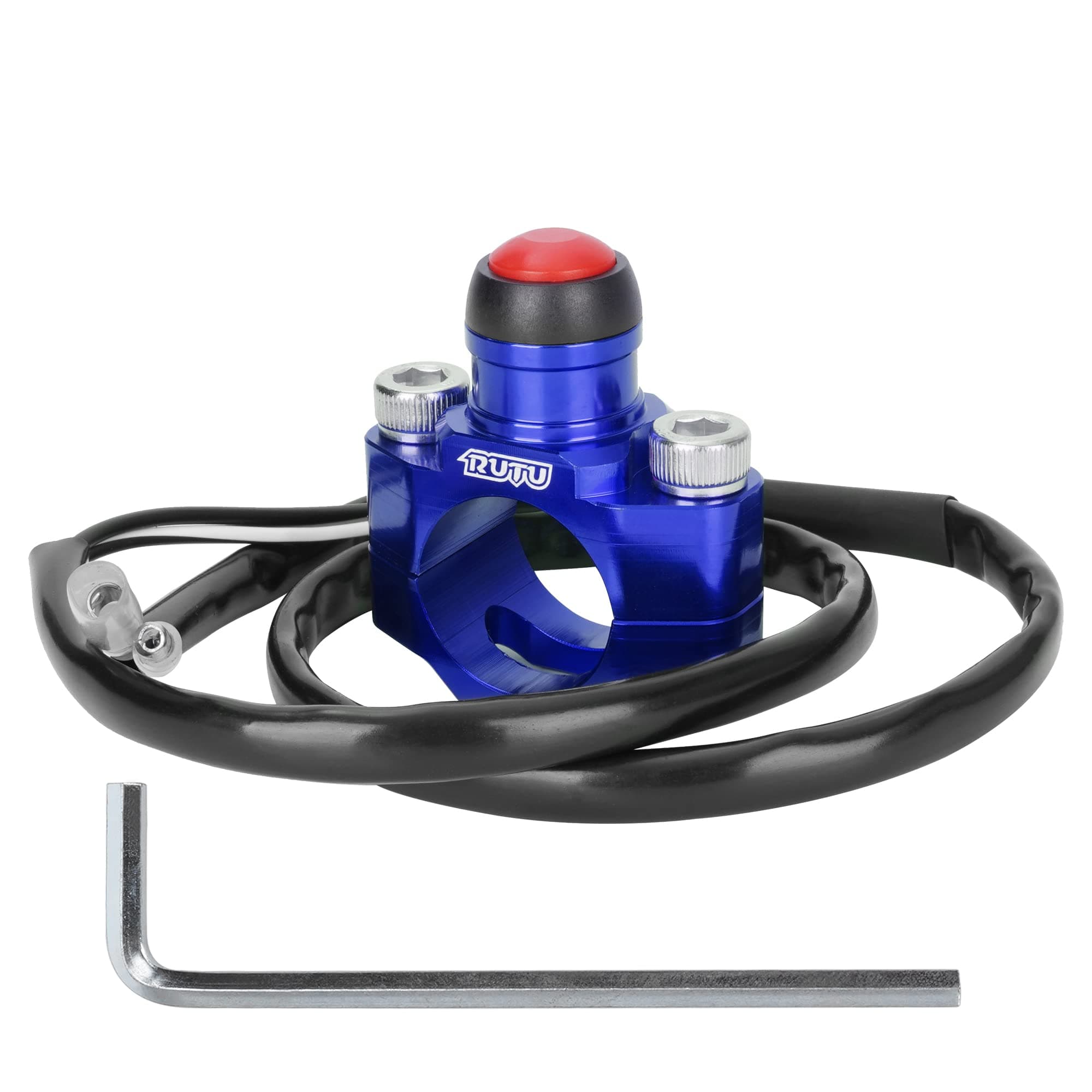 RUTU CNC Universal Motorcycle Engine Stop Start Kill Switch Button with Mounting Backplate for KLX450 KLX250 KLX110 CR125 CRF250 CRF450 XR250 ATV,Dirt Pit Bike,Scooter,Quad - Blue