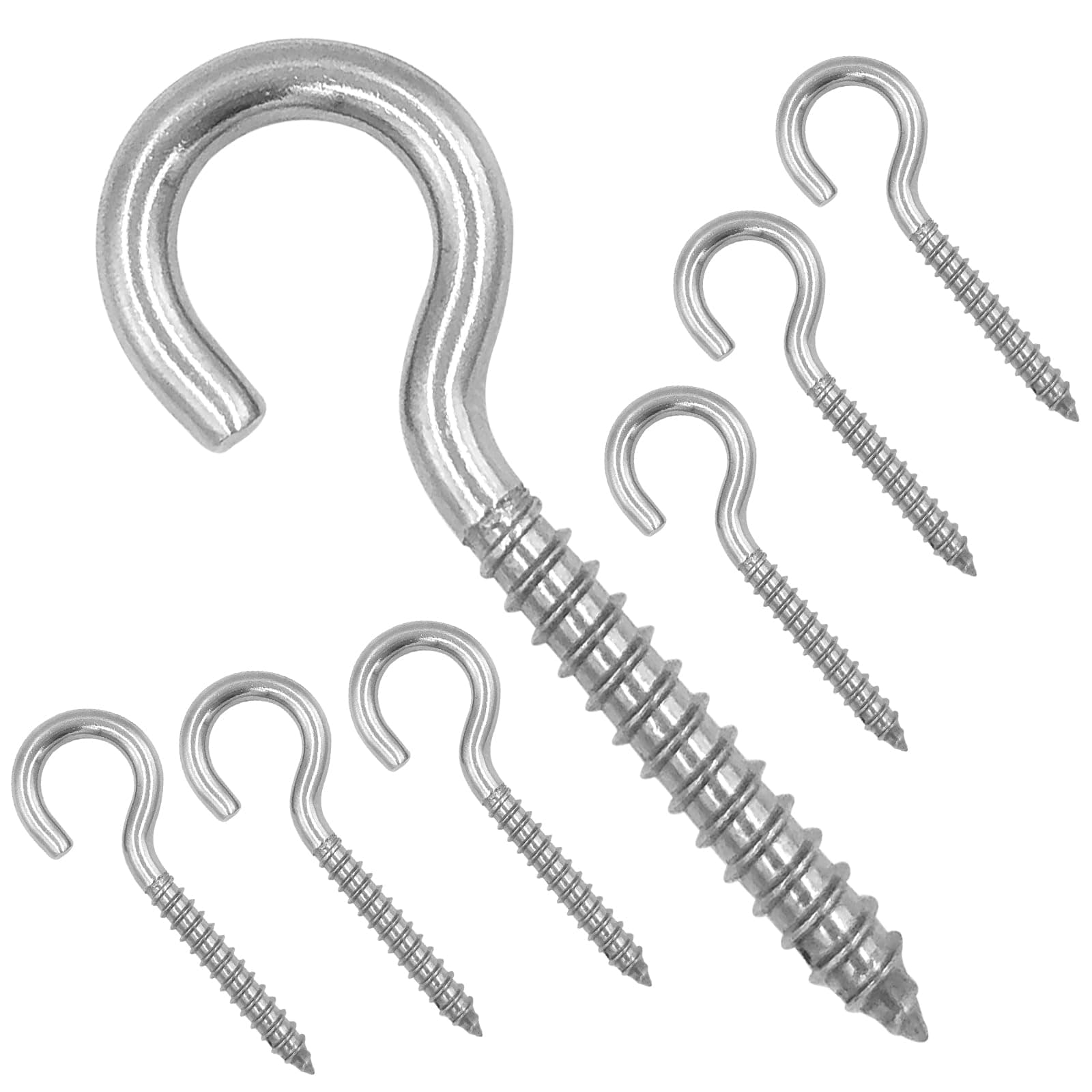 3.2 Inches 304 Stainless Steel Screw Eyes 6 Pack,Heavy Duty Screw in Hooks for Hammock Stand, Indoor Ceiling&Outdoor
