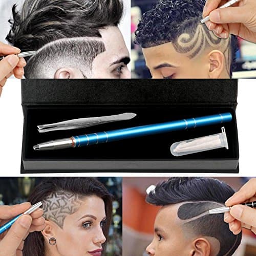 Hair Tattoo Trim Styling Face Eyebrow Shaping Device, Hair Engraving Pen + 10 Blades + Tweezers Hair Styling Eyebrows Beards Razor Tool