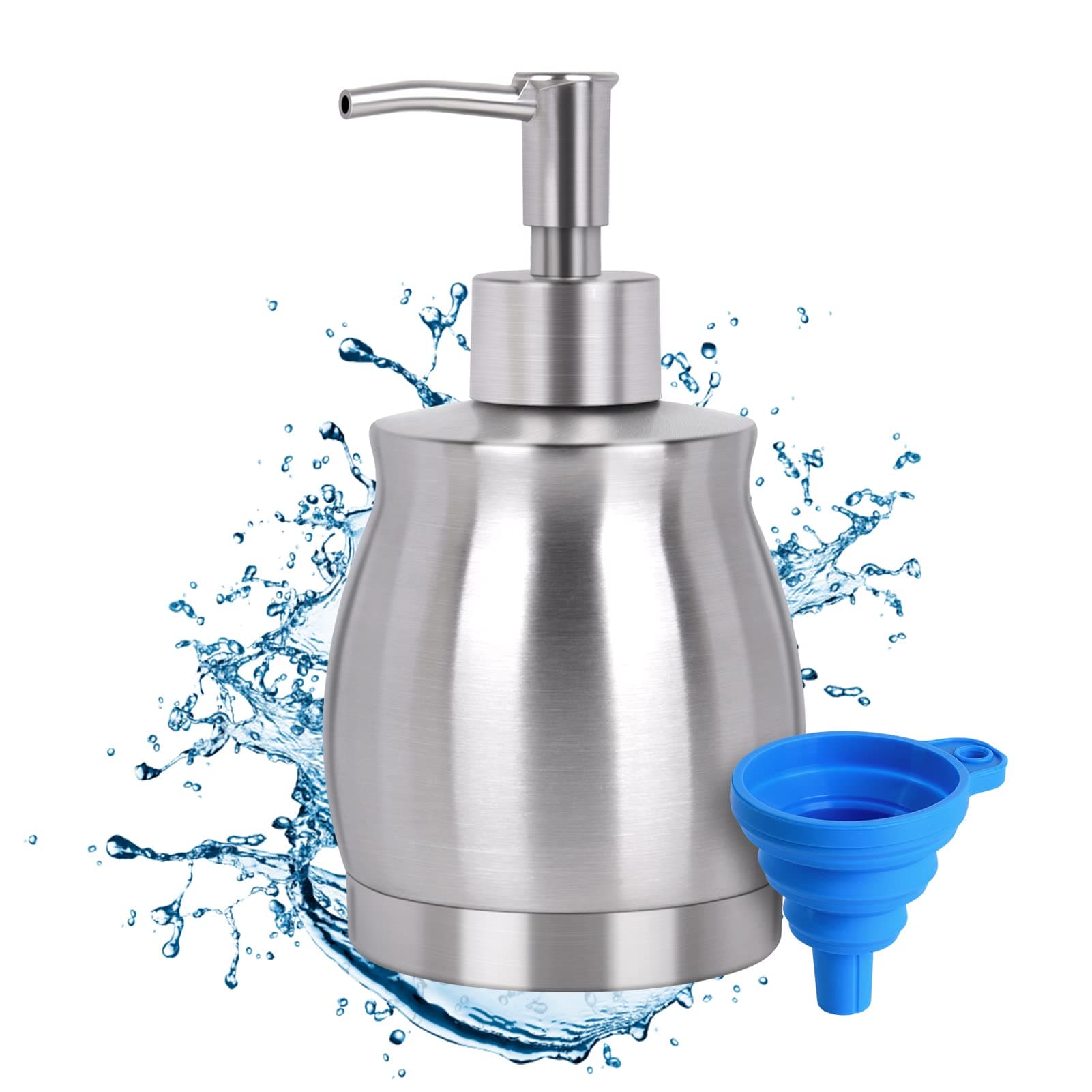 Soap Dispenser, LALA DOLCE Stainless Steel Countertop Sink Liquid Bottle and Pump, Suitable for Various Places Such as Kitchen and Bathroom (Brushed Nickel, 390 ml/13 oz)