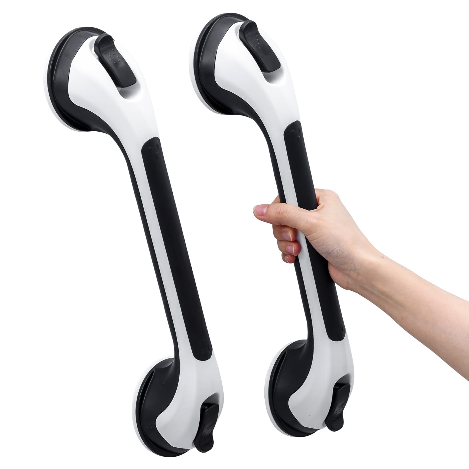 TAILI Suction Grab Rails for Bathroom 2 Pack, 43 CM Suction Handles for Shower, MAX Hold 110 KG Bath Safety Grab Rail for Elderly, Senior, Disabled, No Drilling Handle, Disability Aids - Black