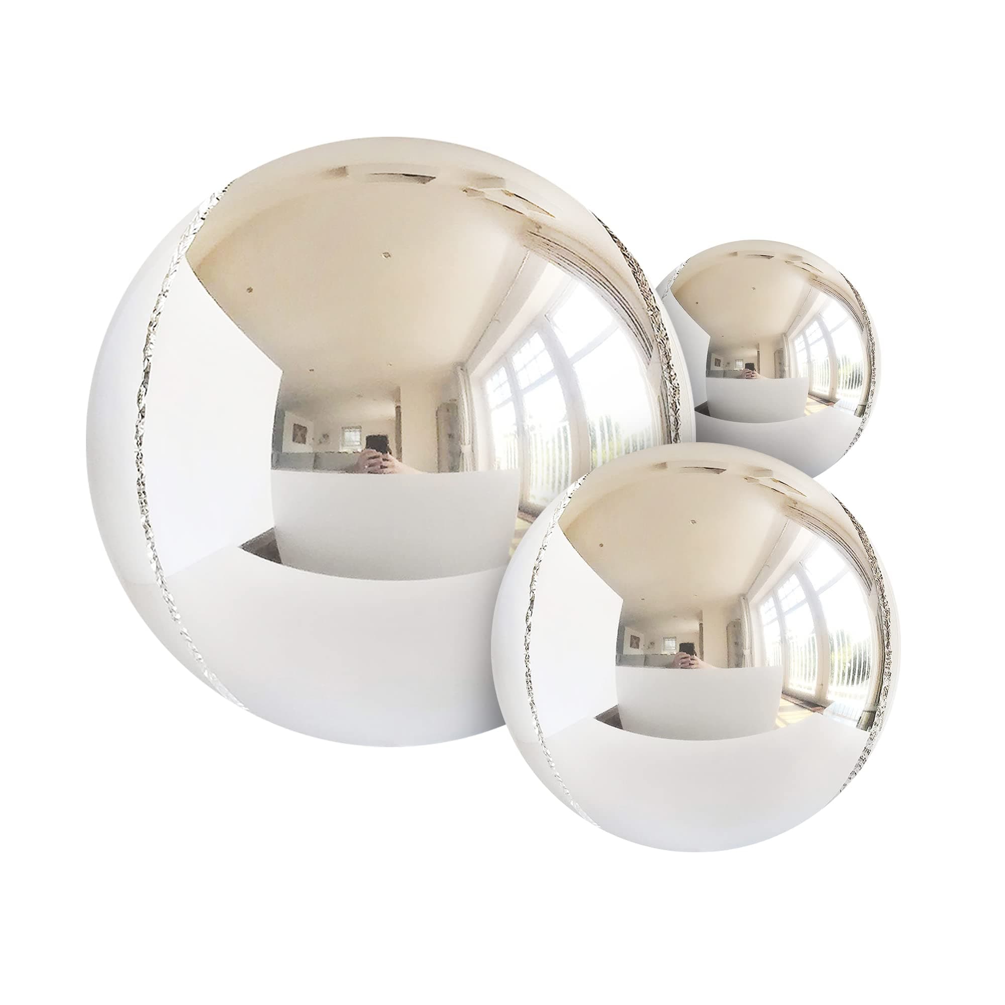 14pcs Silver Foil Balloons Mylar Metallic 22in 15in 10in Different Sizes Large Chrome 360 Degree 4d Round Helium Silver Balloons Party Decorations