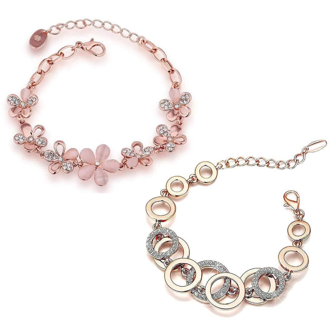 Rose Gold Crystal Gold plated Floral Bracelets for Women Girls