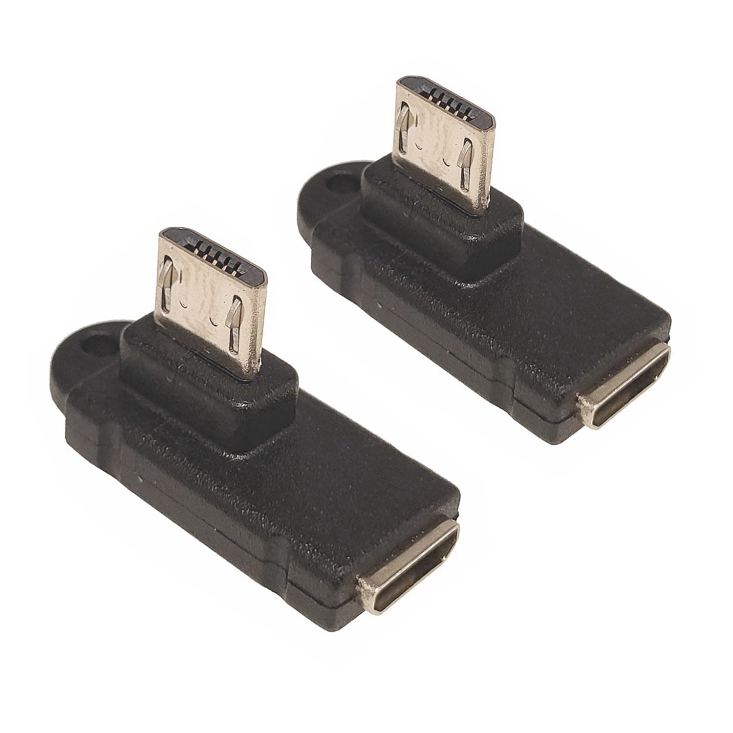 Micro USB 2.0 5Pin Male to Female M to F Extension Connector Adapter Long Plug Connector 90 Degree Right & Left Up Down Angled (RI)