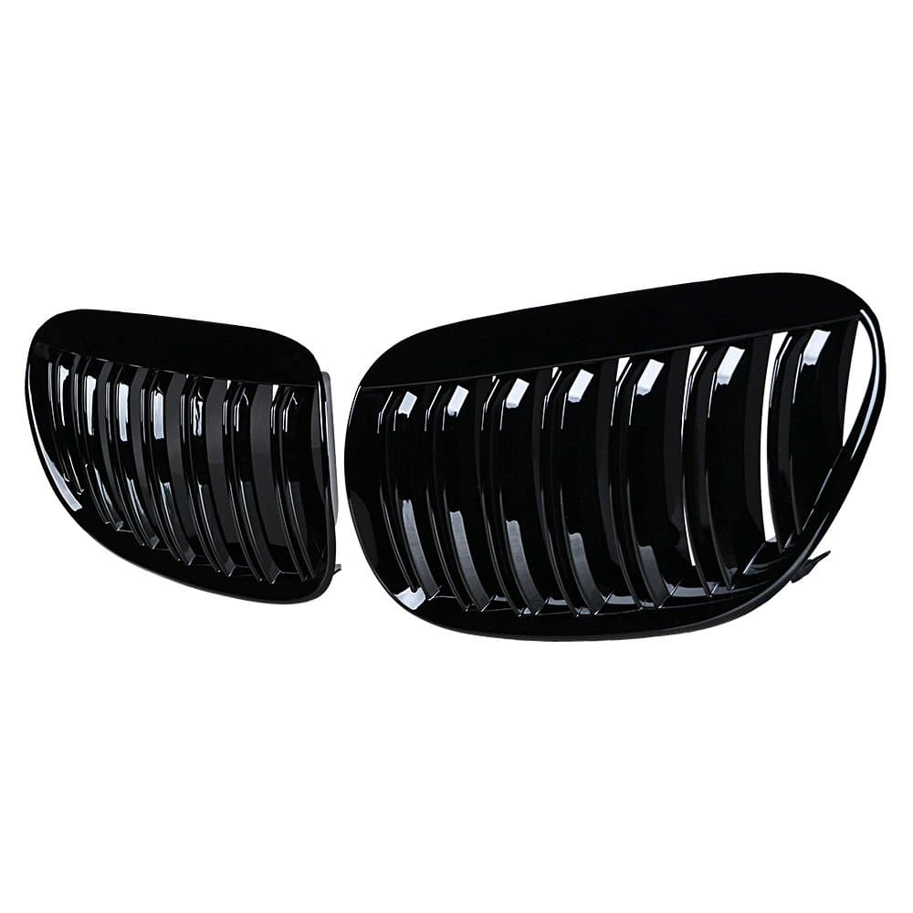 2pcs Glossy Black Front Hood Kidney Grille Grill Compatible with 04-10 E63 E64 6-Series 2DR Models