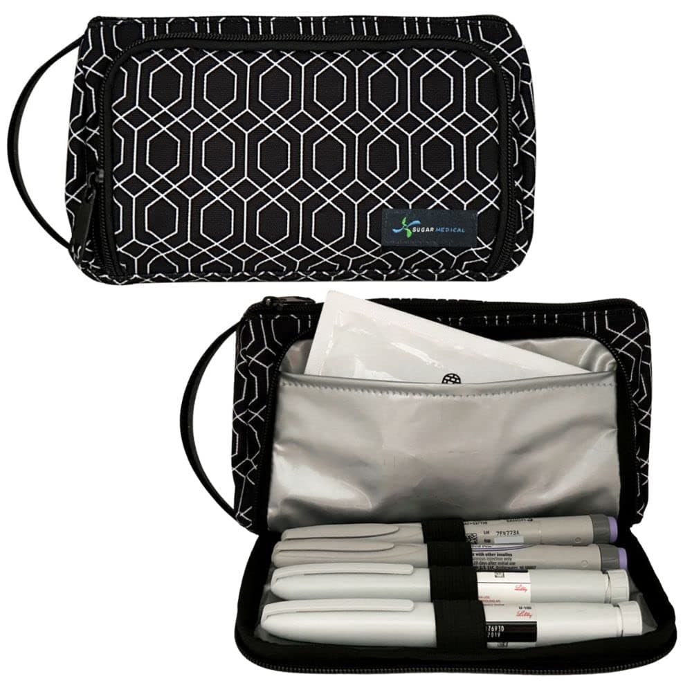 Sugar Medical Insulated Insulin Pen Case| Diabetes Supply Case | Diabetic Care Products | Diabetic Supplies Travel Case | Insulin Pen Carrying Case | Glucose Meter Case | Diabetic Bag (Geometric)