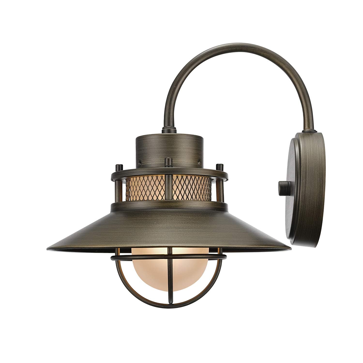 Globe Electric Liam 1-Light Outdoor Indoor Wall Sconce, Bronze, Frosted White Glass Shade,44097, Bulb Not Included