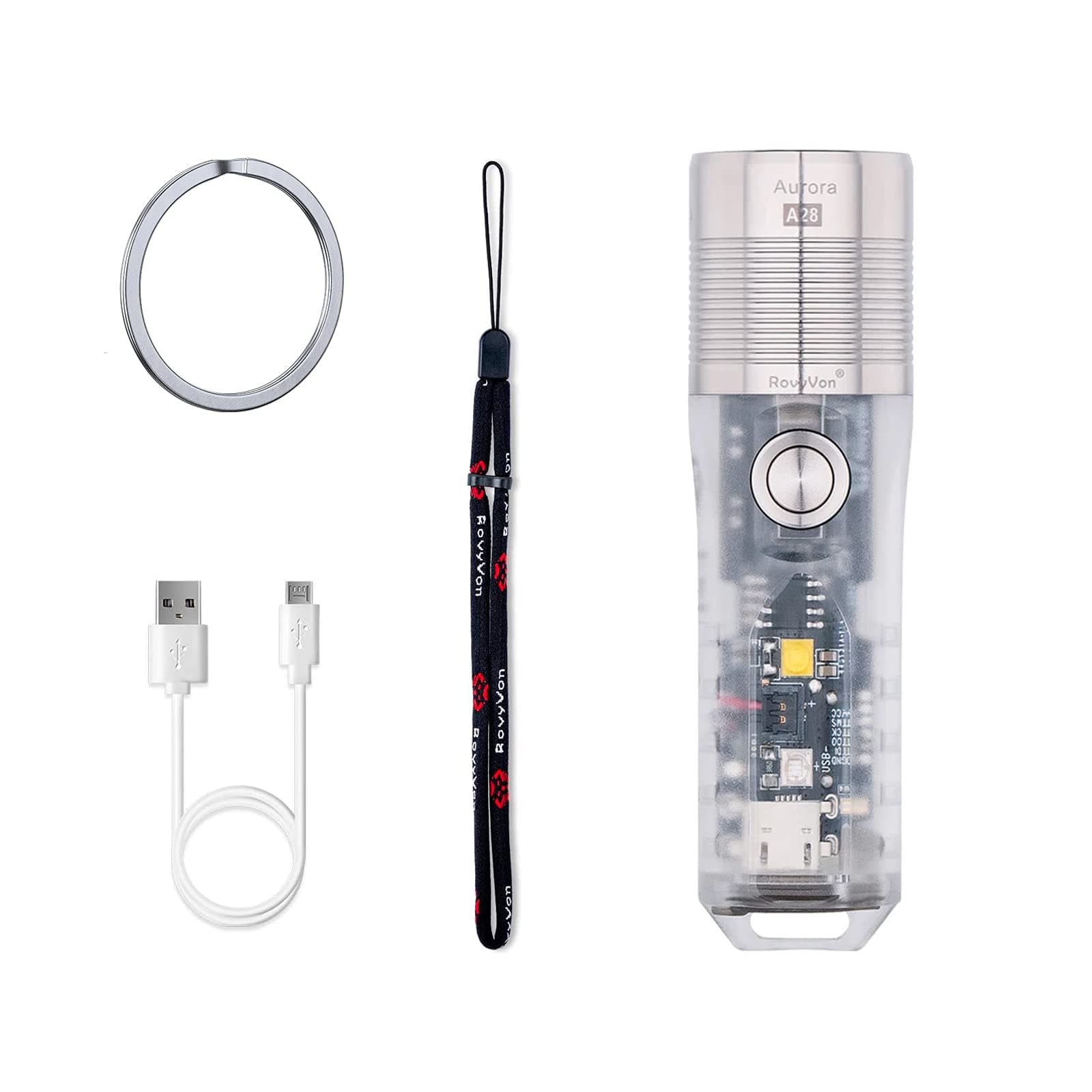 RovyVon Aurora A28 EDC Flashlight 1000 Lumens, Versatile Sidelight Neutral White and 365nm UV Black Light,600mAh Rechargeable Battery, for Everyday Carry, Camping, Outdoors