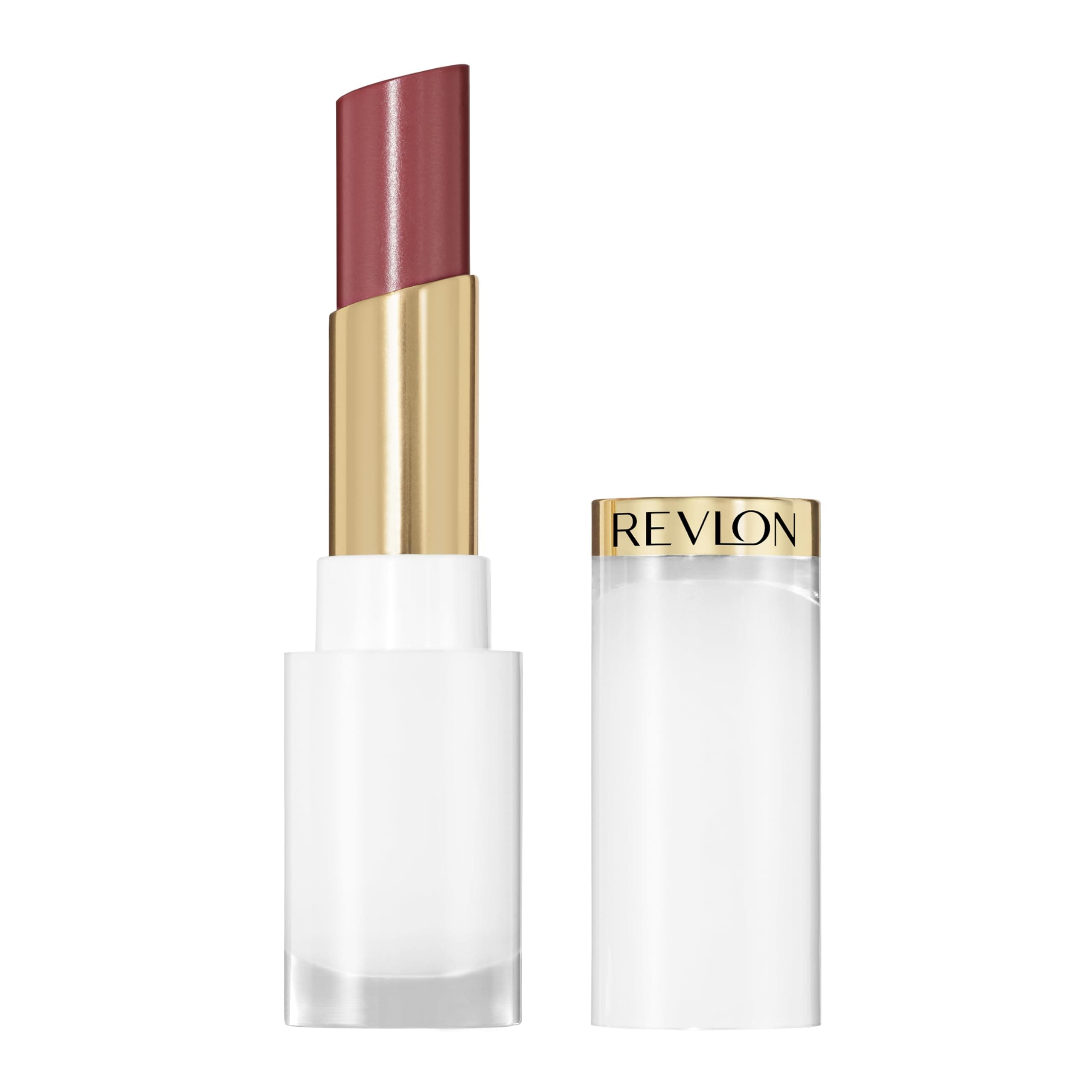 REVLON Super Lustrous Glass Shine Balm, Hydrating Tinted Lip Balm with Hyaluronic Acid, Aloe & Rose Quartz, 008 Rum Raisin, 0.11 oz