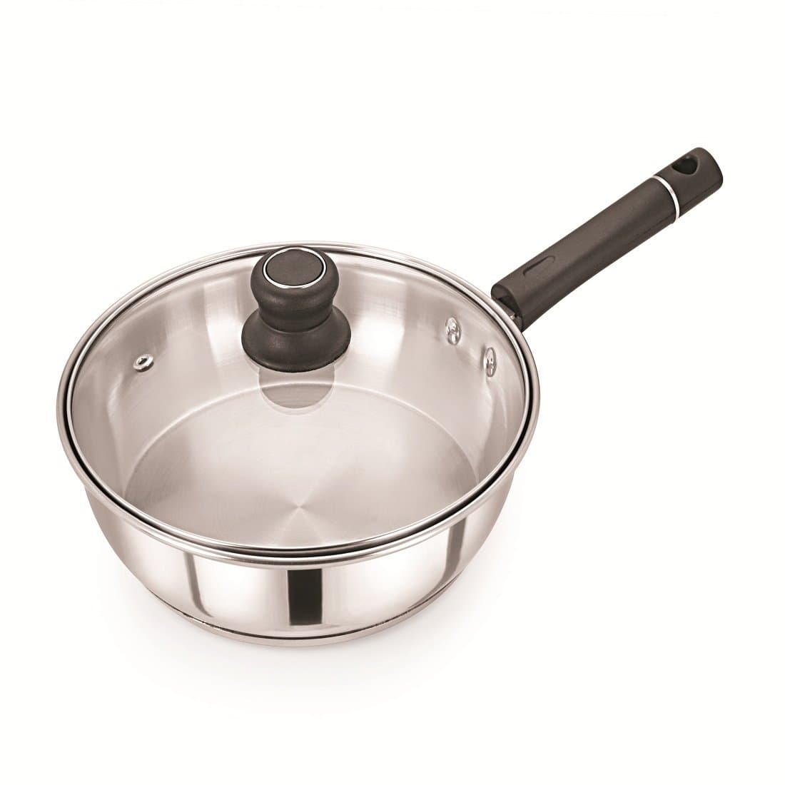 WARMEO Induction Base Stainless Steel Fry Pan, 24 cm, Steel, 1 Piece