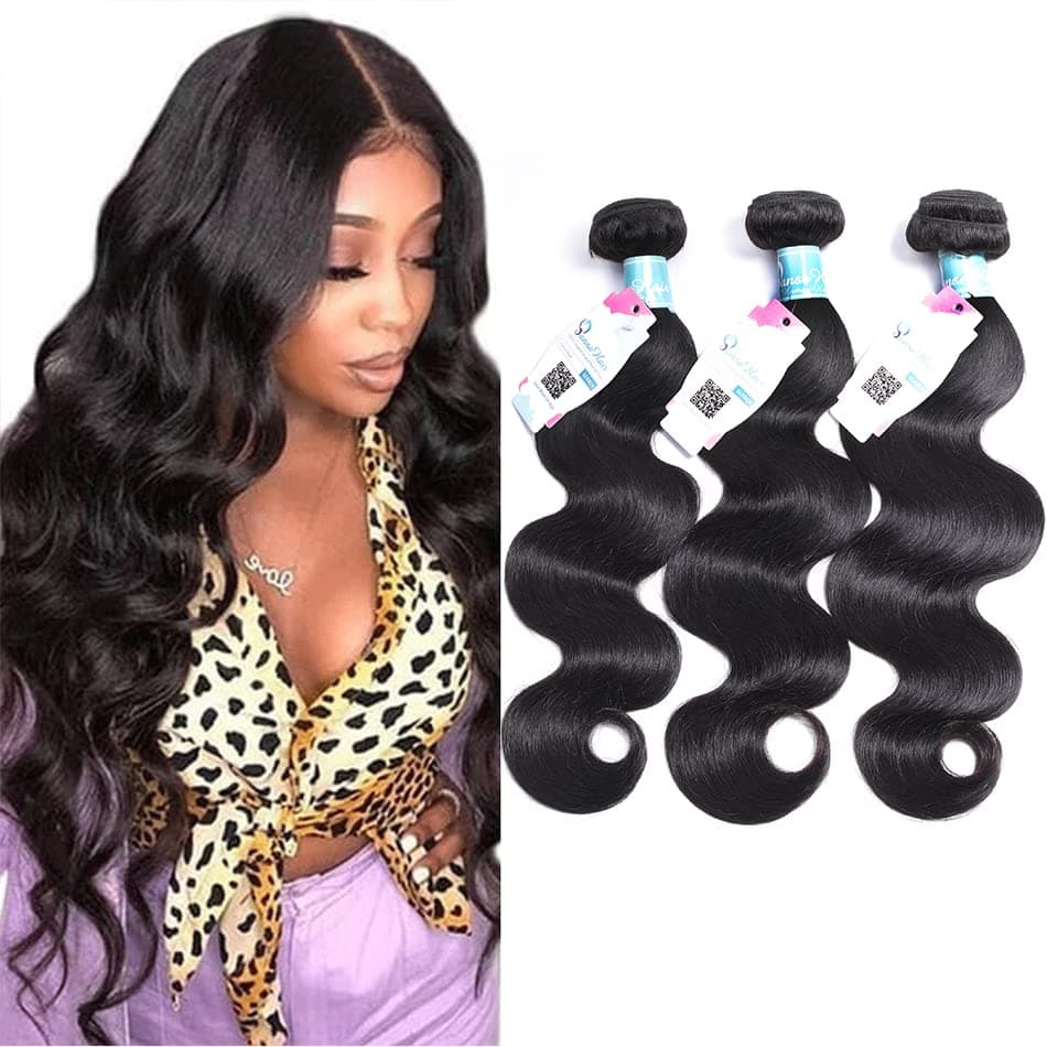 Brazilian Virgin Body Wave Human Hair Bundles 10 12 14 Inches 8A Unprocessed Virgin Weave Hair Human Body Wave Bundles Double Weft 1B Black Color Human Hair Extensions