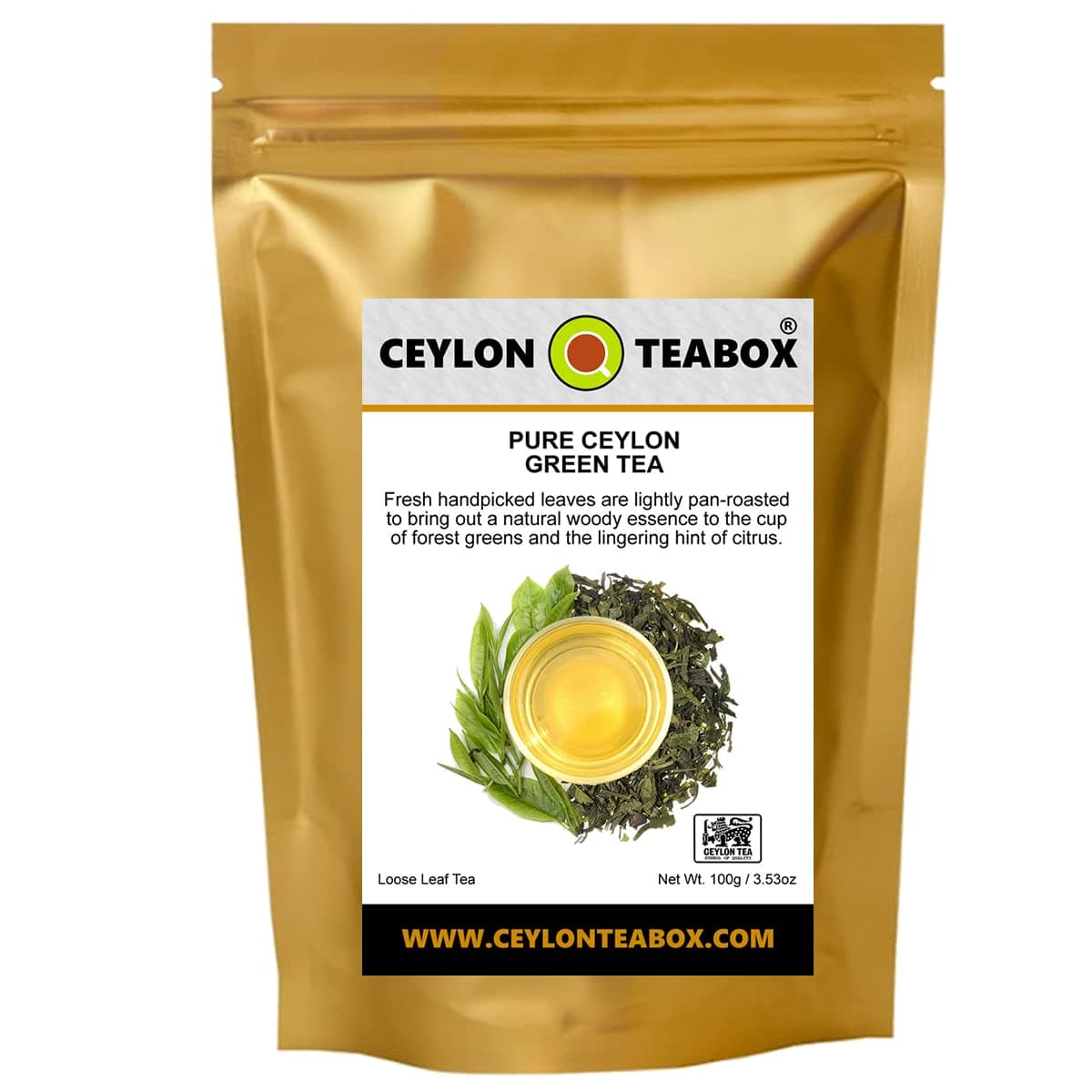 Green Tea Organic Green Tea Loose Leaf Pure Ceylon Loose Leaf Tea (100g) Loose Leaf Green Tea Organic Green Tea Leaves 100g in Resealable Pouch