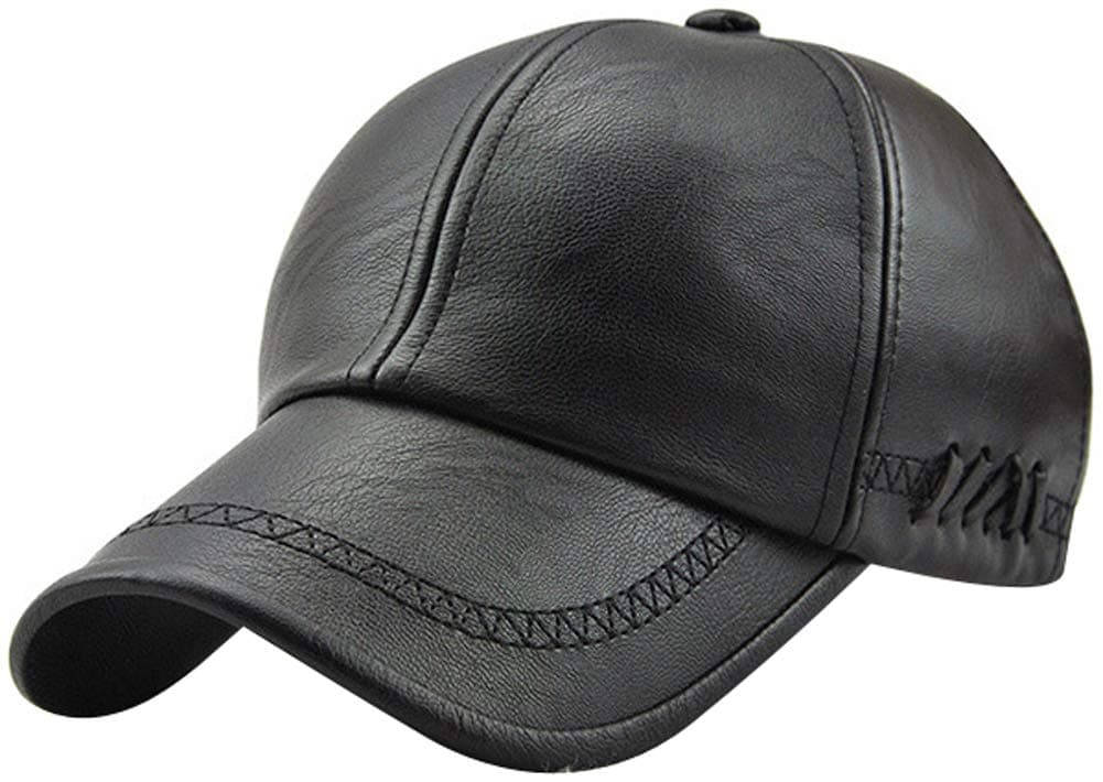 MINAKOLIFE Men Retro Style PU Leather Baseball Cap