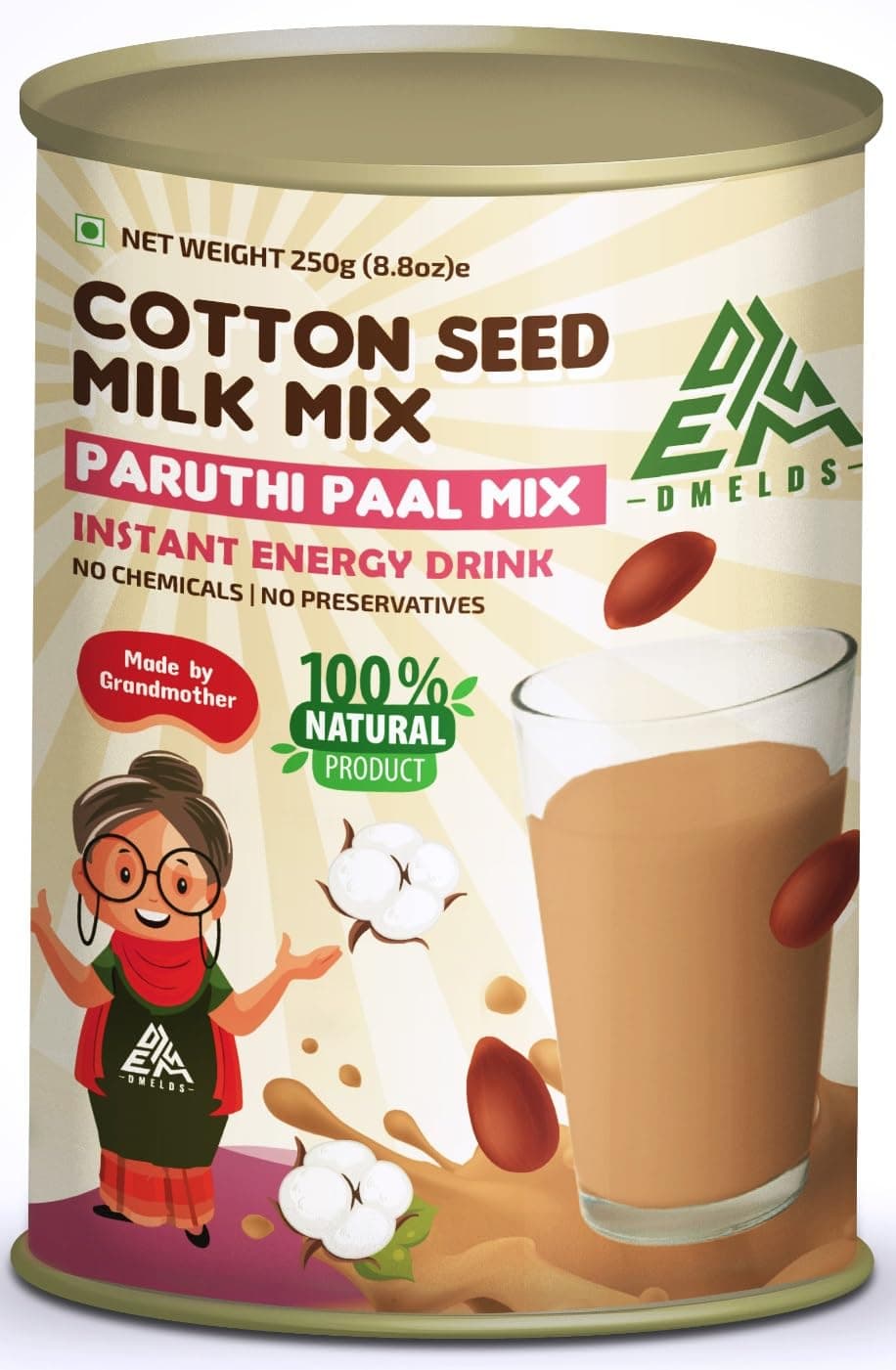 Dmelds Paruthipal Powder/Cotton Seed Milk Mix 250gm,Antioxidant Drink,Good Cholesterol Drink - 250 gram