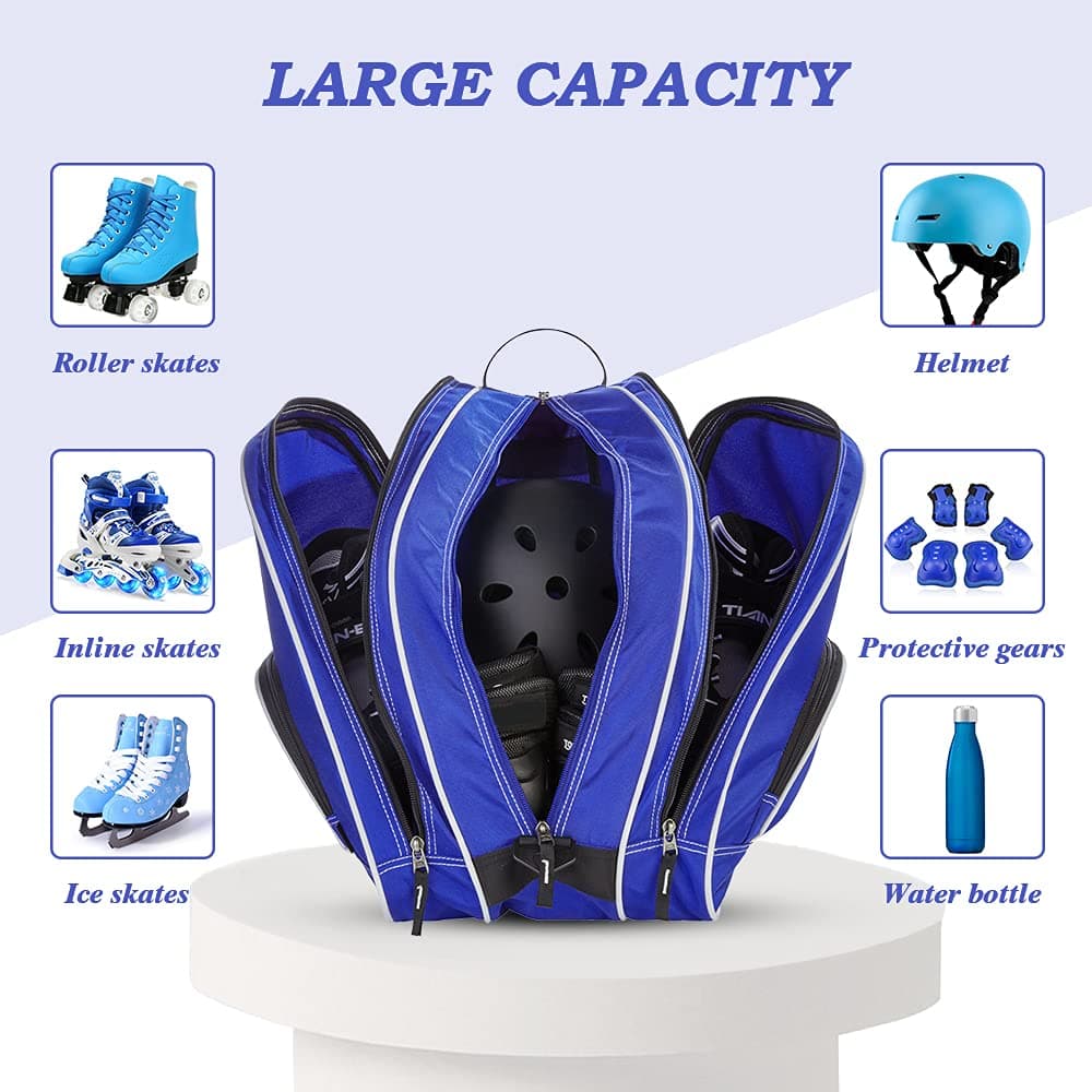 Ice Skate Bag Adult, Unisex Roller Skate Bag, Inline Skate Bag Kid, Figure Skate Bag Woman, Quad Skate Bag Men, Bag to Carry Ice Skate for Up to Size 10.5(UK)