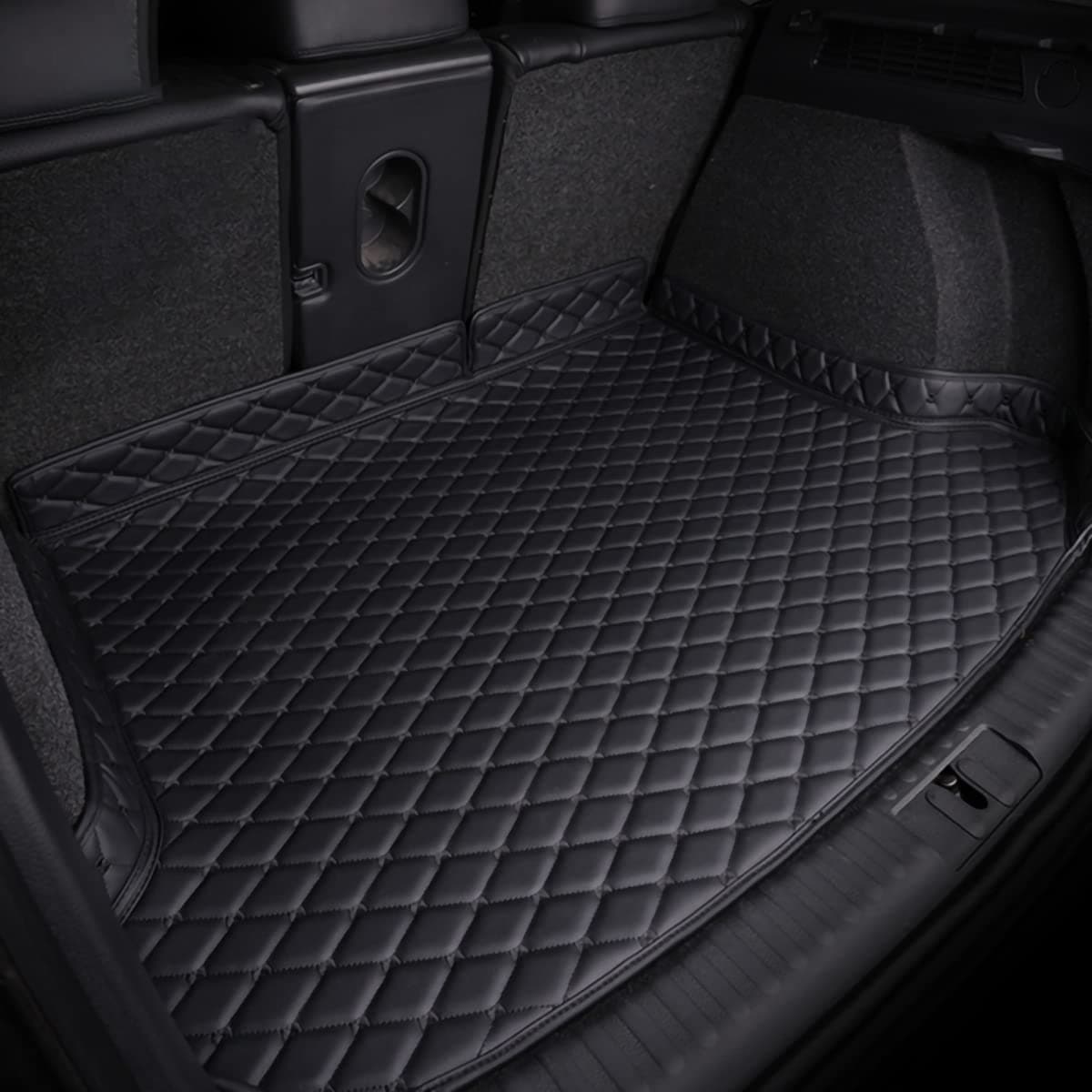 Car Leather Boot Liner Mat for Lexus CT 2011-2017, Waterproof Anti-Slip Cargo Tray Liners Anti-Scratch Carpets Interior Accessories,D-Black-Plus