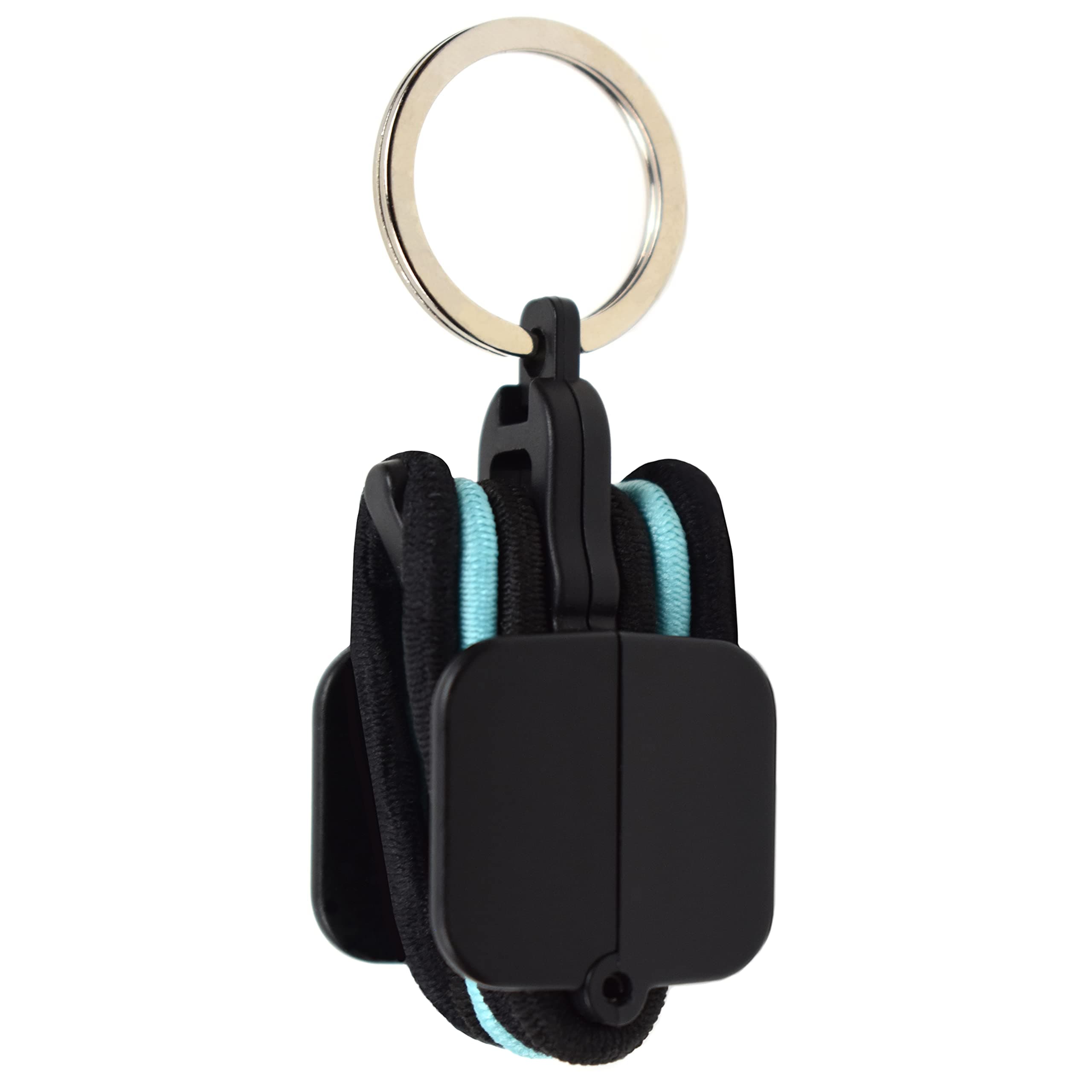 Portable Hair Tie Holder with Set of 3 Hair Ties (Black)