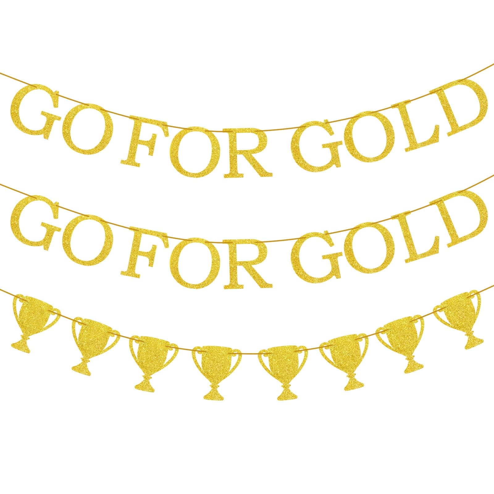 3Pcs Golden Shiny Banner Sports Party Decorations - Champion Banners for Themed Events
